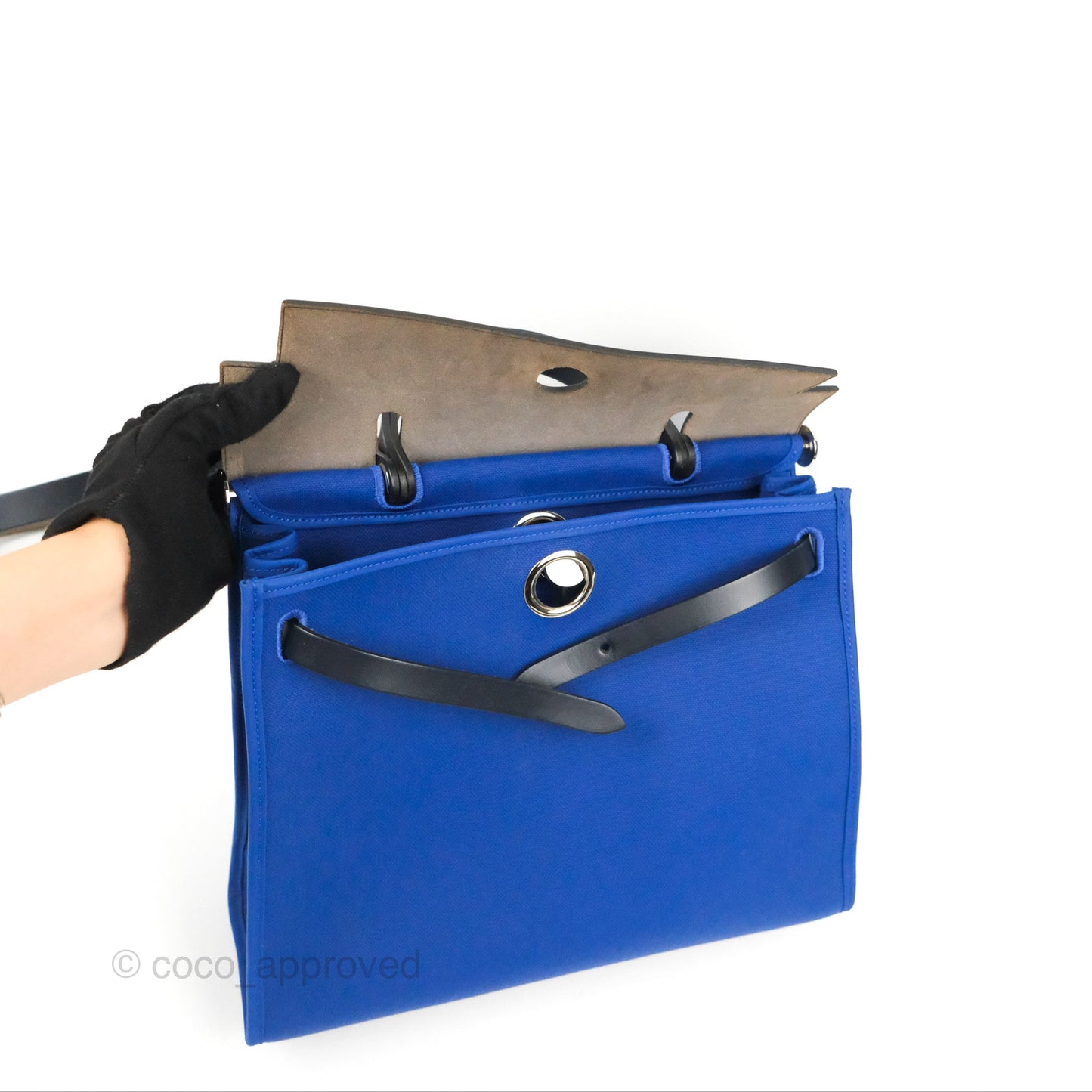 Hermès Herbag Zip 31 Bleu Électrique & Bleu Indigo Canvas Palladium Hardware