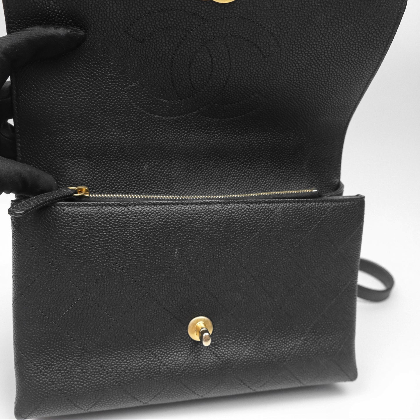 Chanel Small Chic Affinity Grained Calfskin Black Aged Gold Hardware