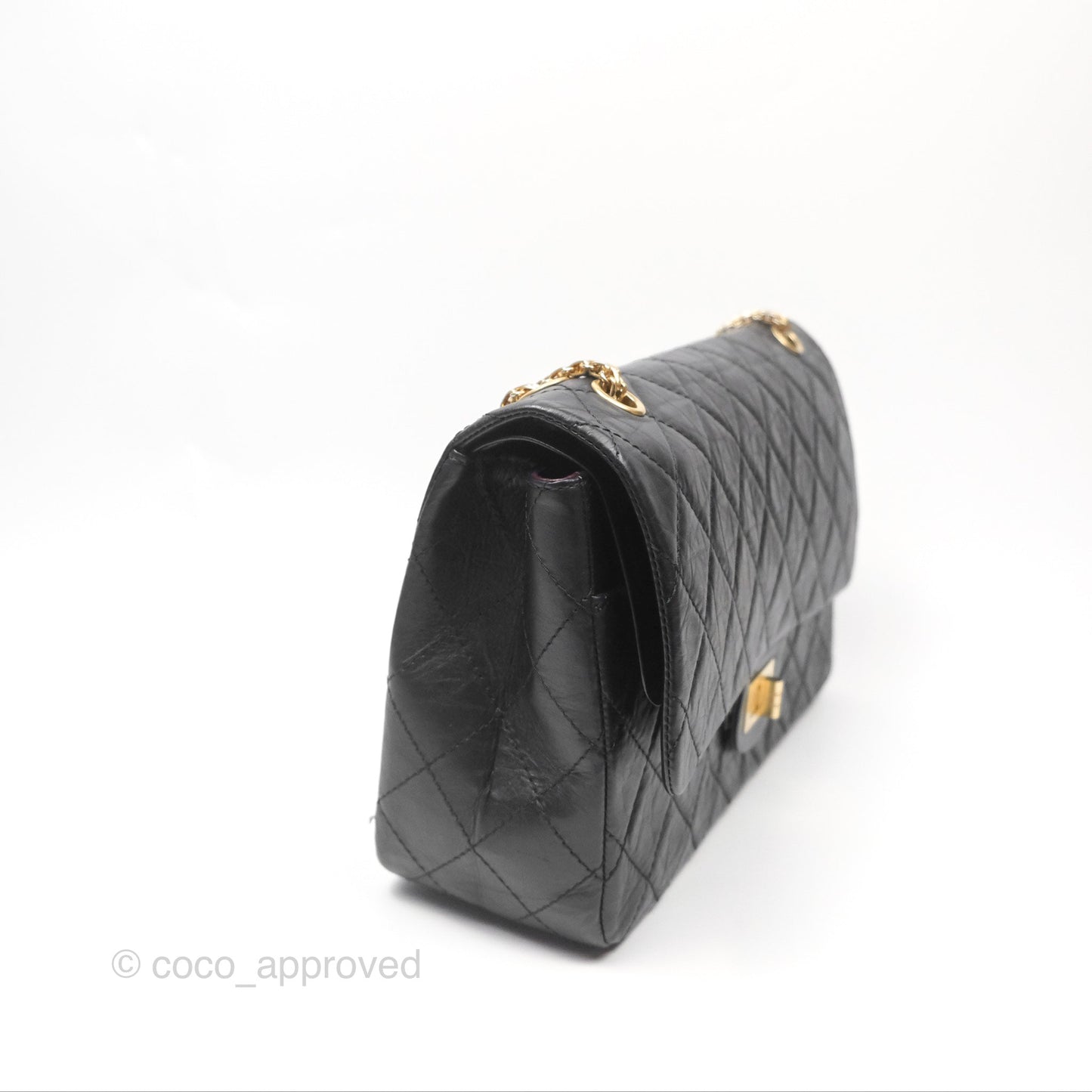 Chanel Reissue 227 Quilted Aged Calfskin Black Gold Hardware