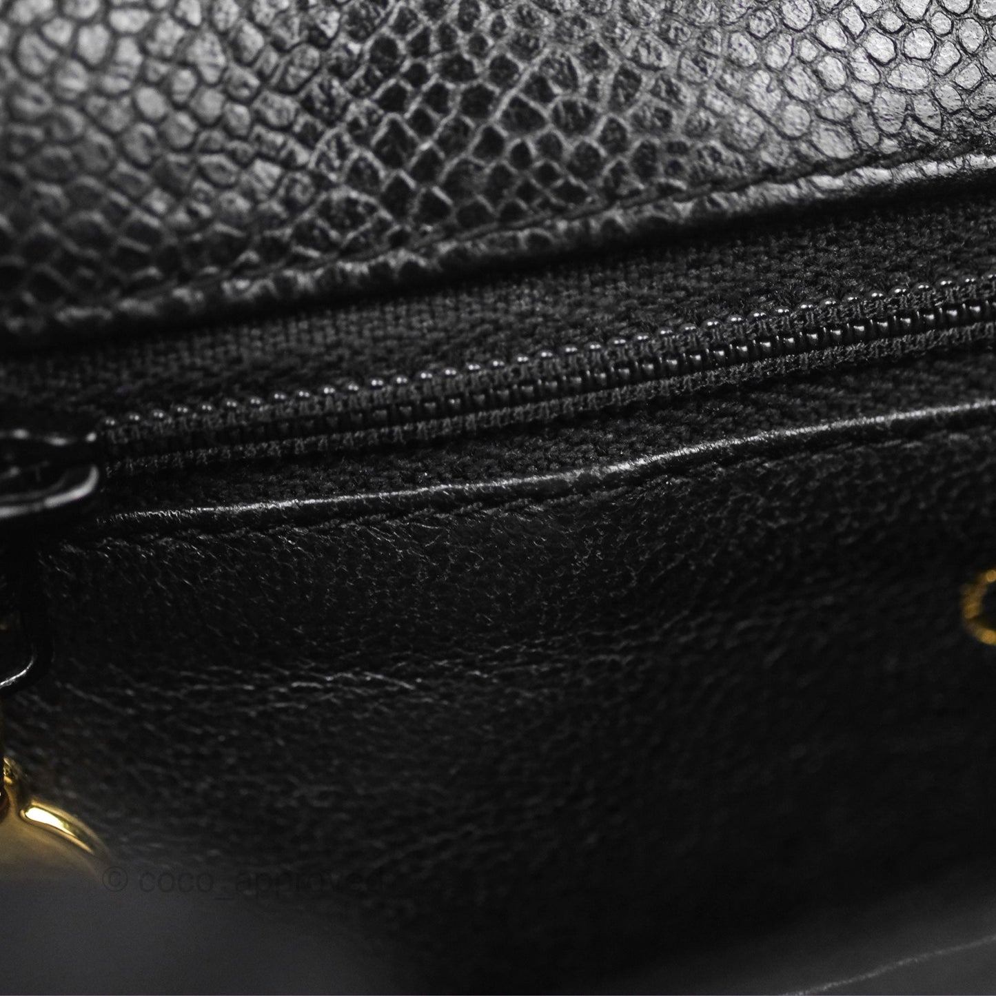 Chanel Vintage Quilted Shoulder Bag Black Caviar 24K Gold Hardware