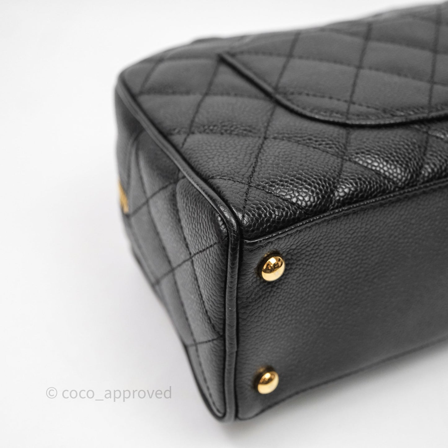 Chanel Vintage Mini CC Boston Bag Black Caviar Gold Hardware