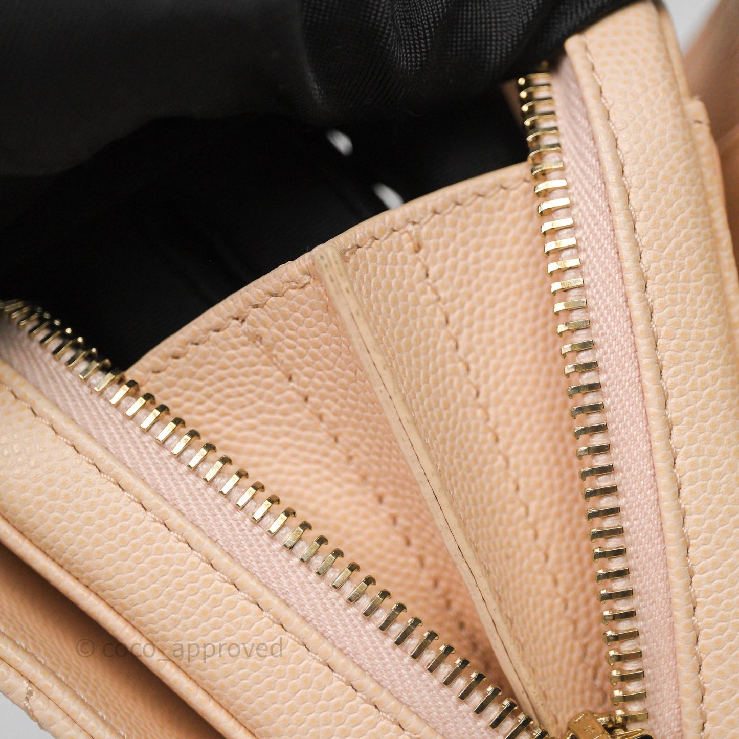Chanel Small Like The Wallet Flap Quilted Light Beige Pink Caviar Gold Hardware 22C