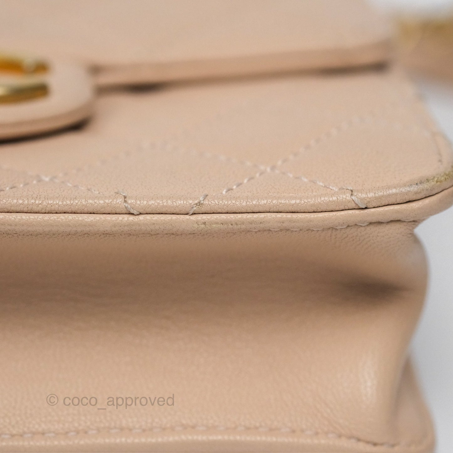 Chanel Quilted Chic Pearls Flap Beige Pink Goatskin Aged Gold Hardware