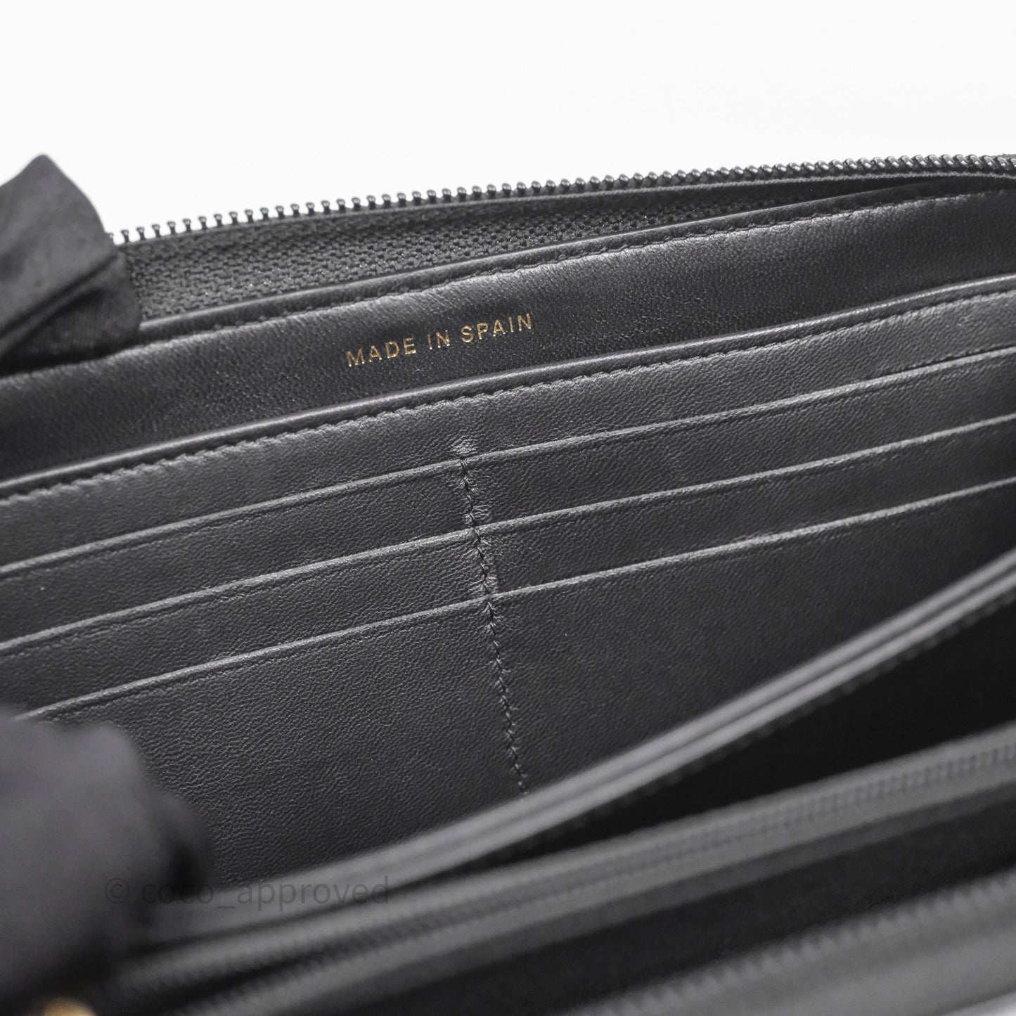 Chanel Boy Zip Long Wallet Black Lambskin Gold Hardware