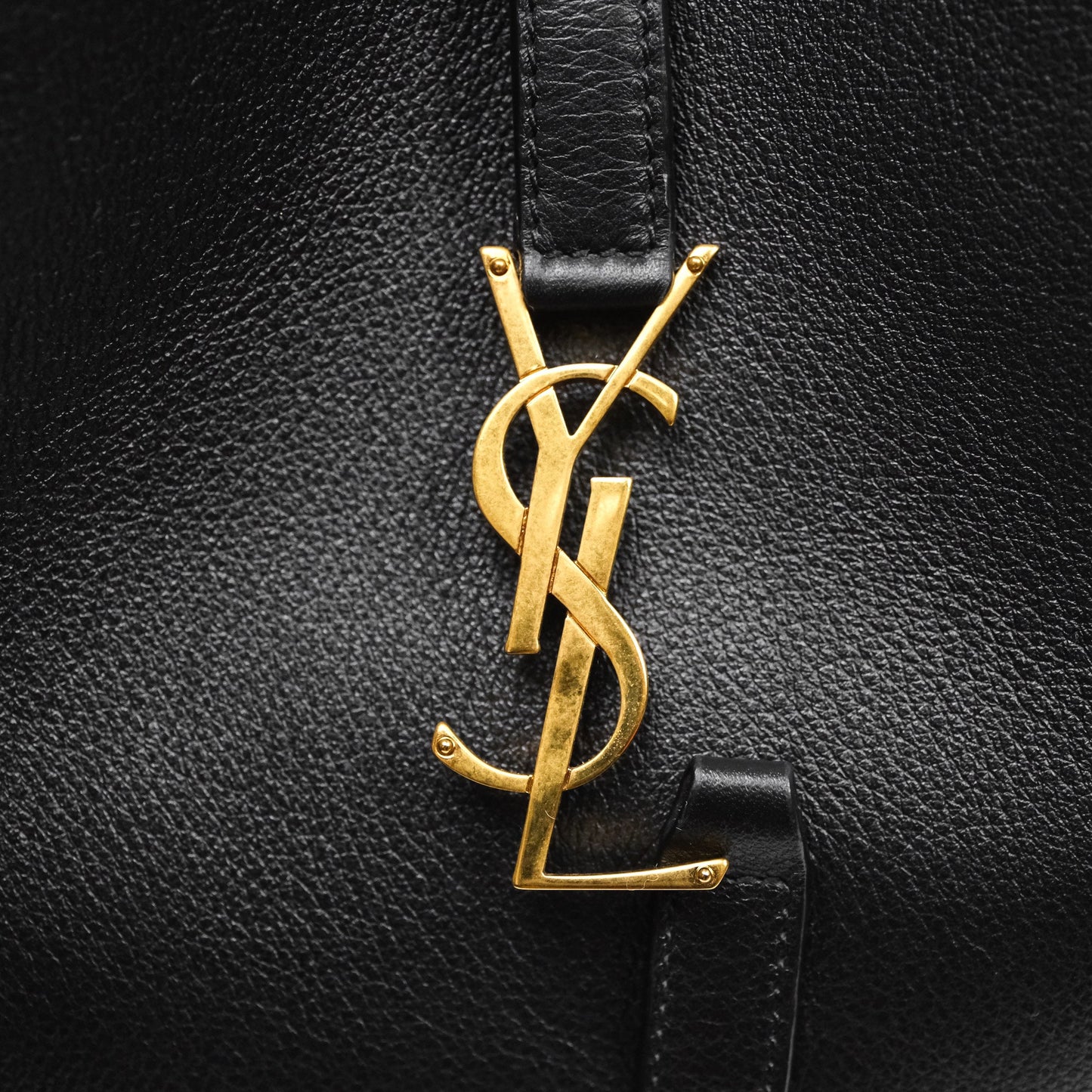 Saint Laurent LE 5 à 7 Supple Small Black Grained Leather Gold Hardware