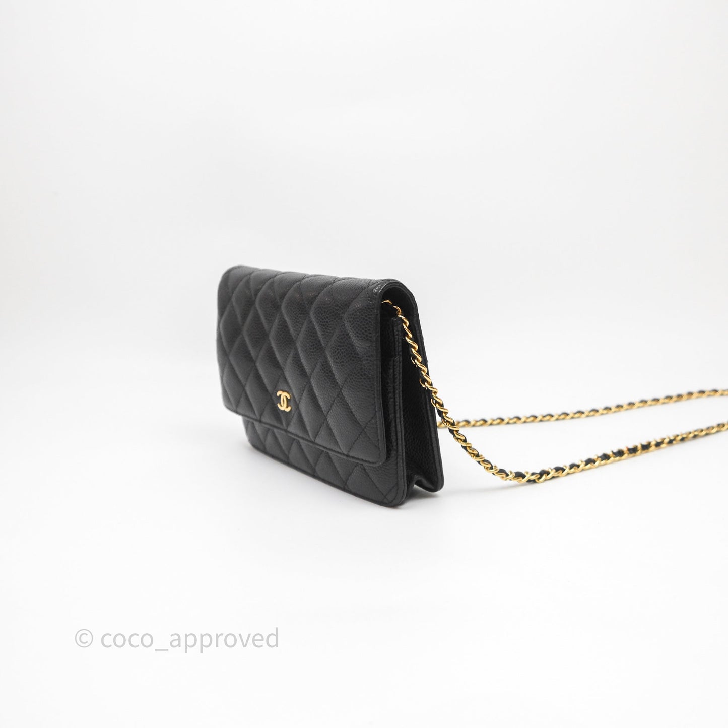 Chanel Quilted WOC Black Caviar Gold Hardware