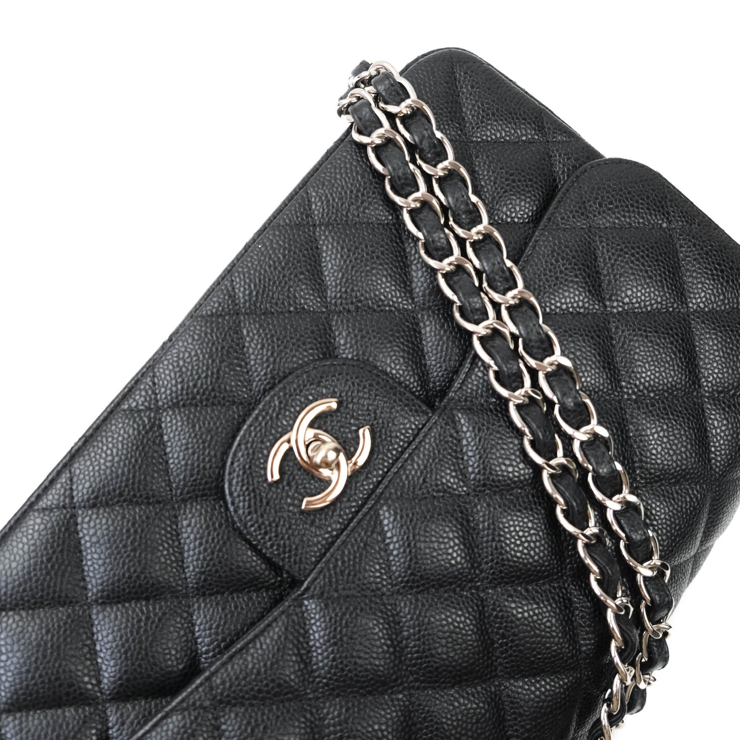 Chanel Jumbo Double Flap Black Caviar Silver Hardware⁣⁣