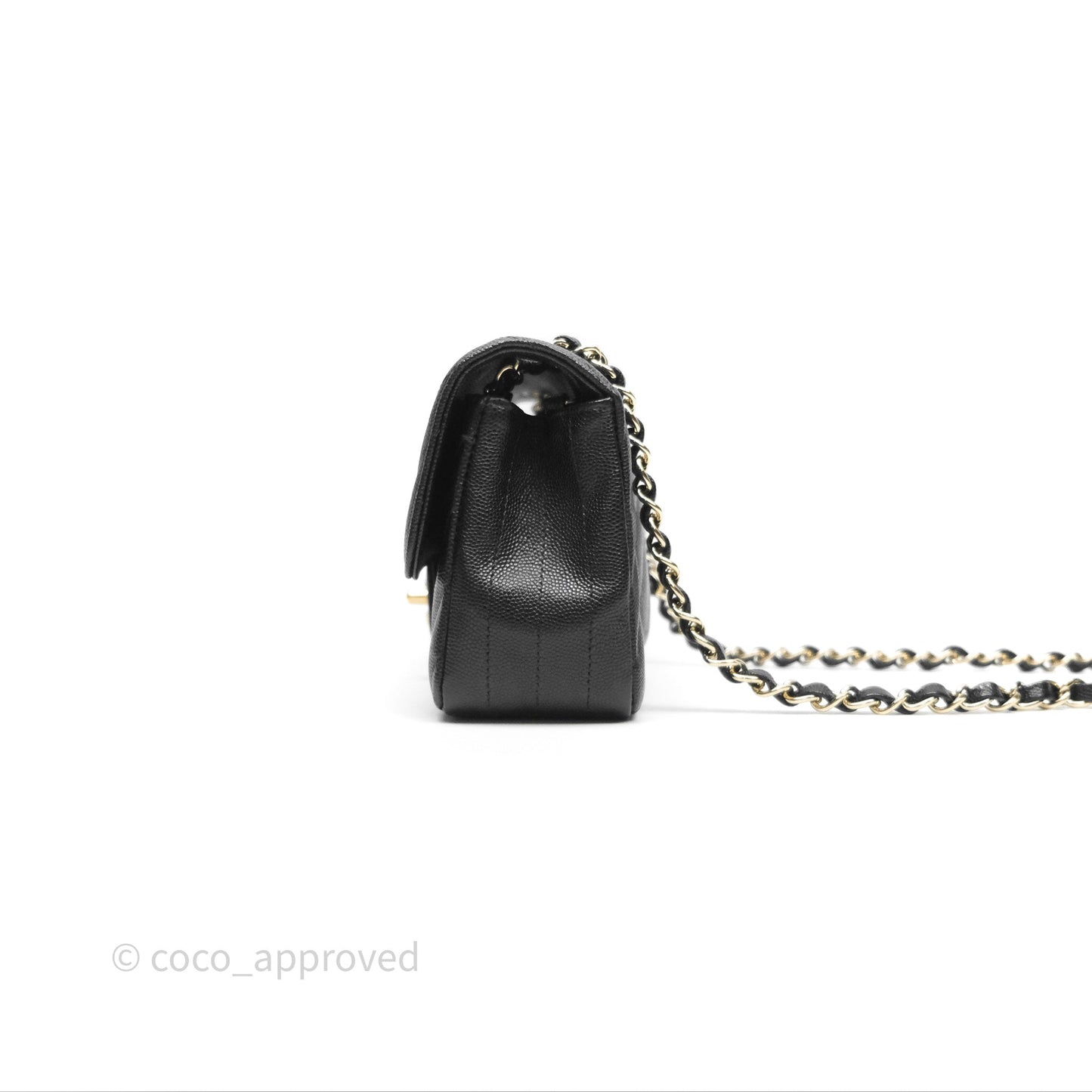 Chanel Mini Rectangular Chevron Black Caviar Gold Hardware