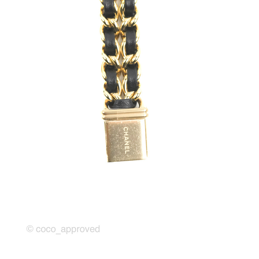 Chanel Première Watch Black Leather Gold Tone Size S