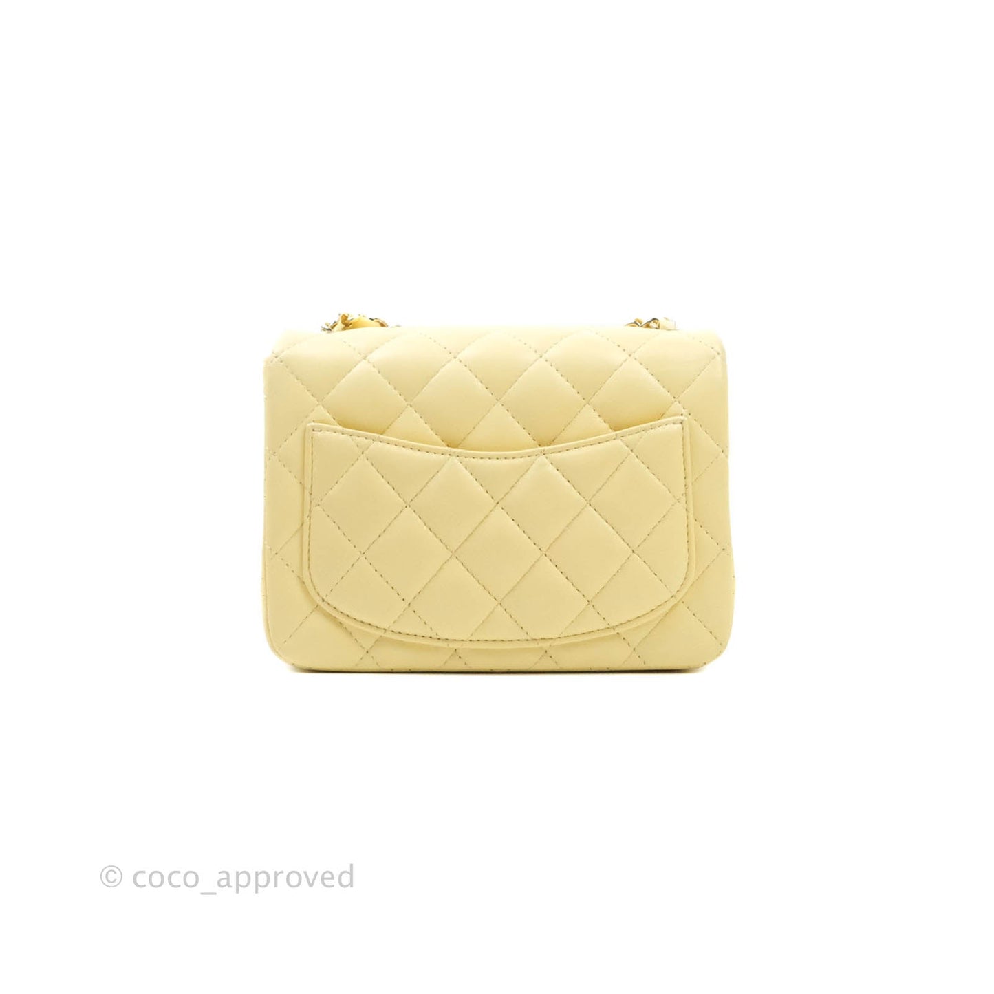 Chanel Quilted Mini Square Yellow Lambskin Gold Hardware
