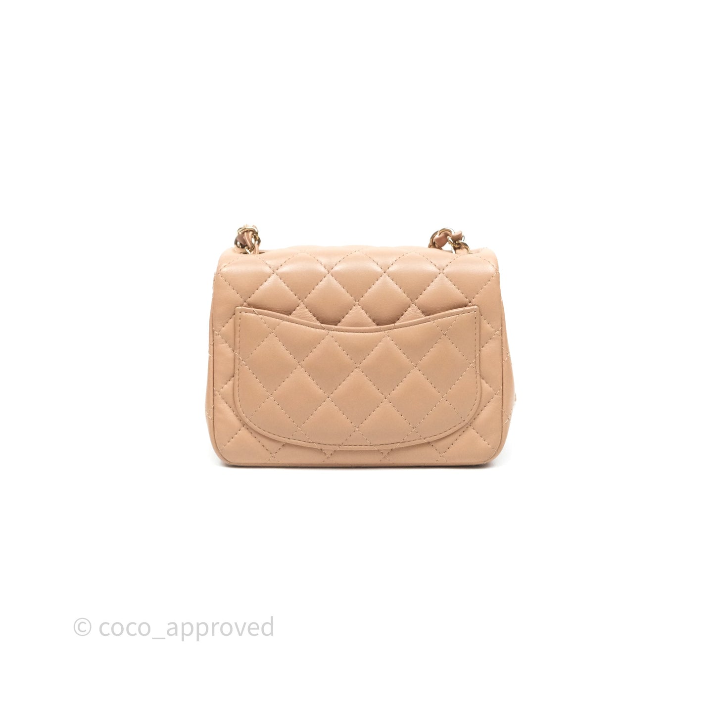 Chanel Mini Square Flap Quilted Beige Lambskin Gold Hardware