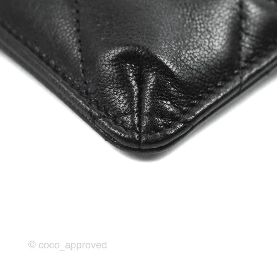 Chanel 19 Phone Holder Long Zip Wallet Black Goatskin Gold Hardware