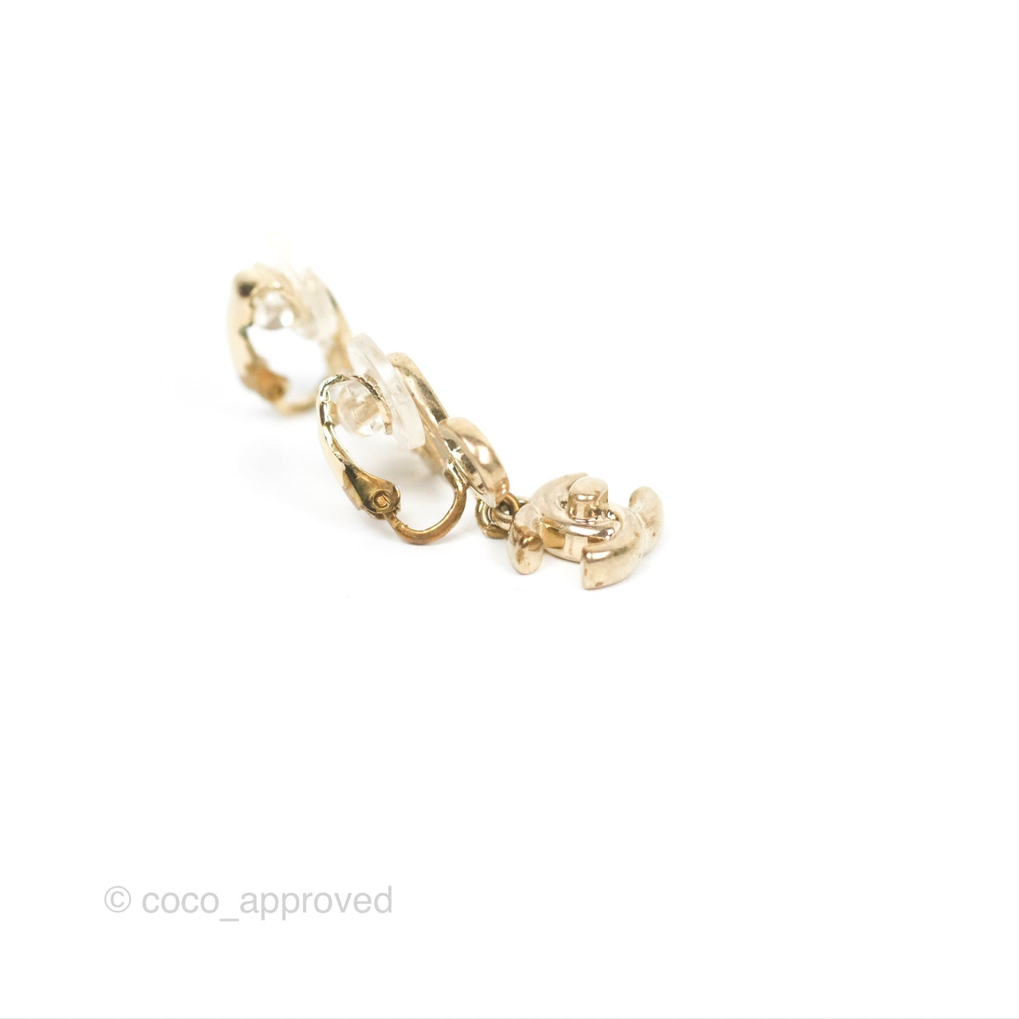 Chanel Logo CC Turnlock Ear Clips Gold Tone 22V