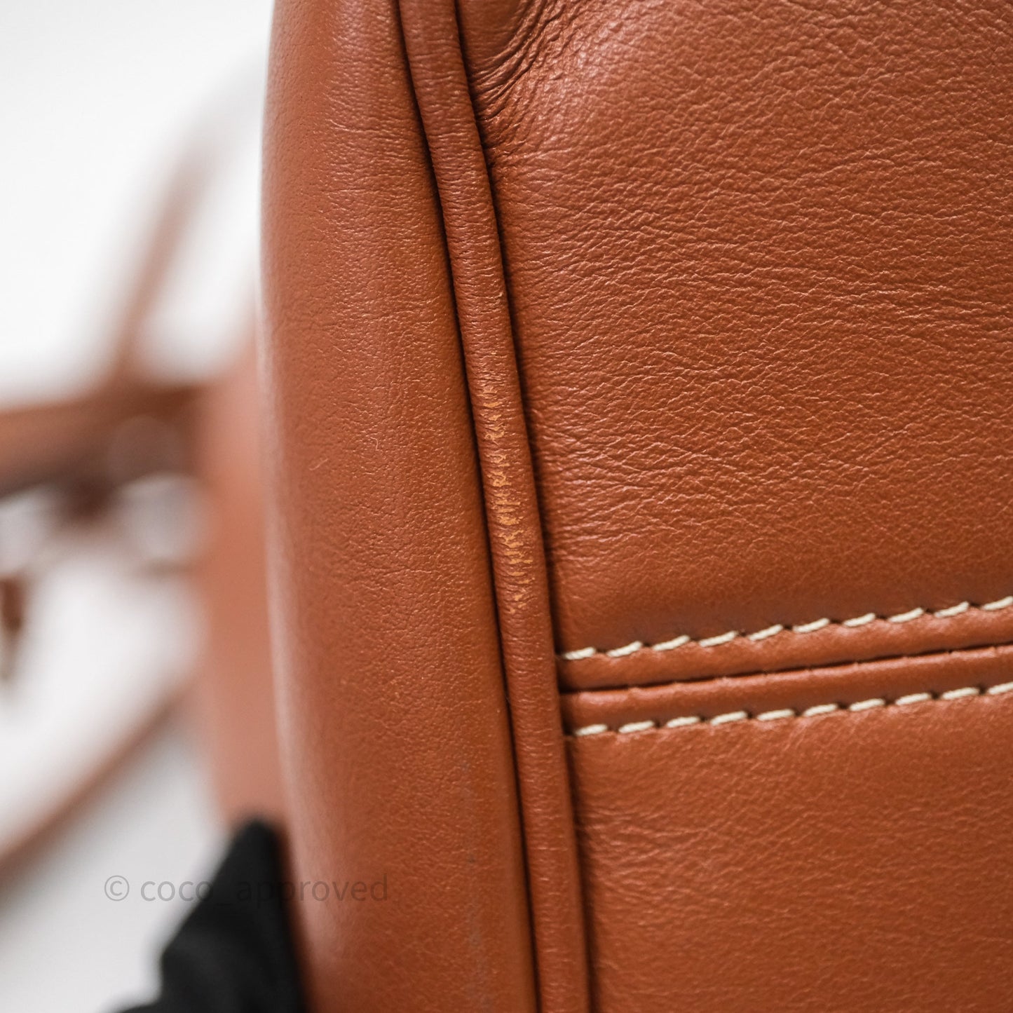 Celine Drawstring Cabas Tote Bag Triomphe in Grained Calfskin Tan