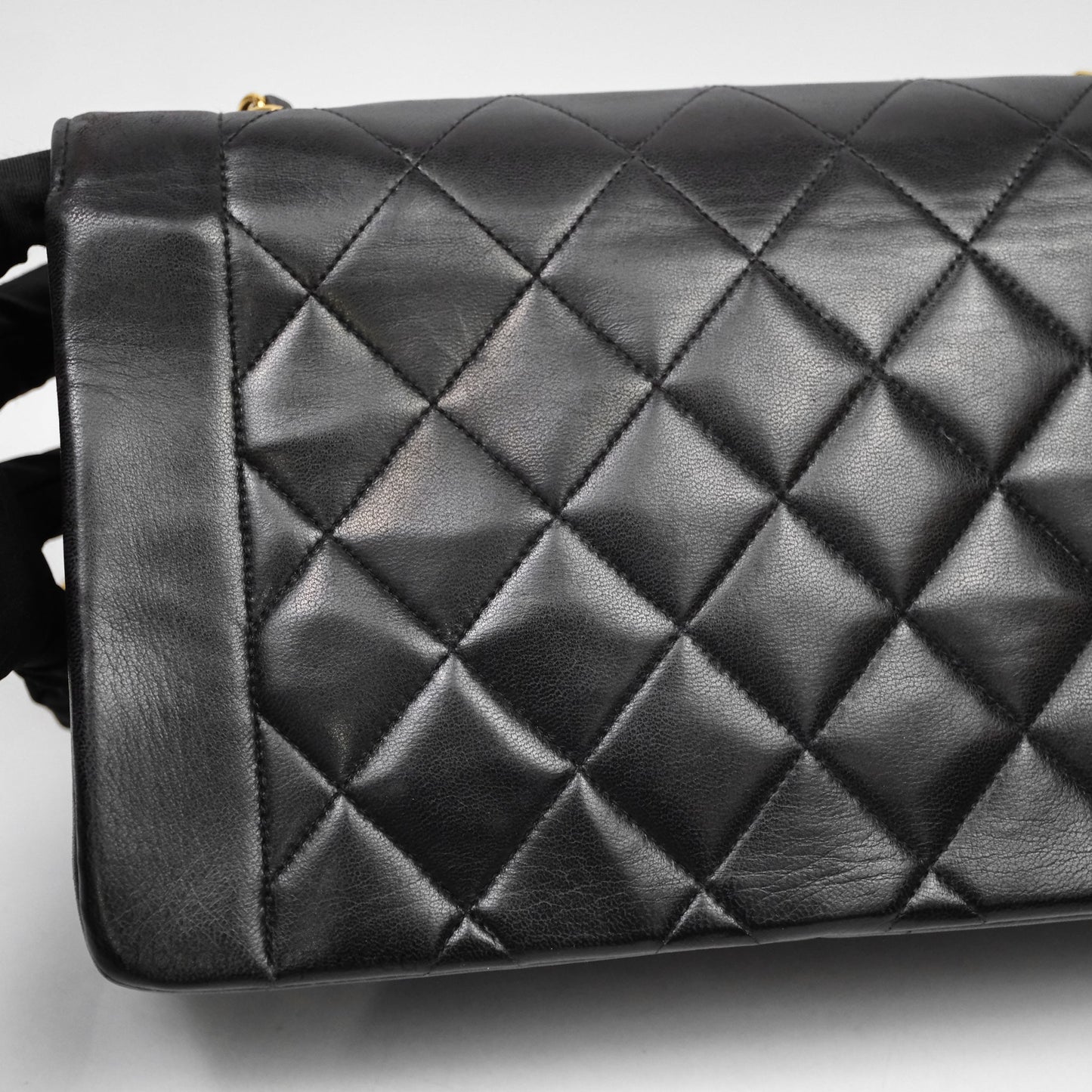 Chanel Vintage Medium Classic Diana Flap Bag Black Lambskin 24K Gold Hardware