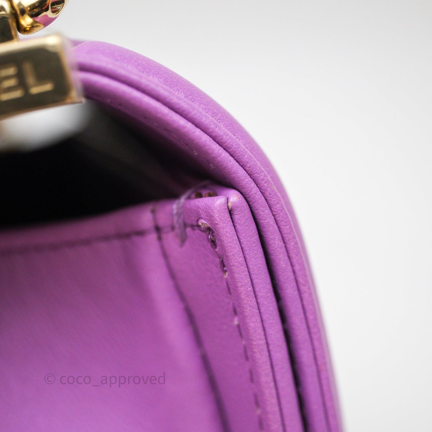 Chanel Chevron Small Boy Purple Calfskin Gold Hardware