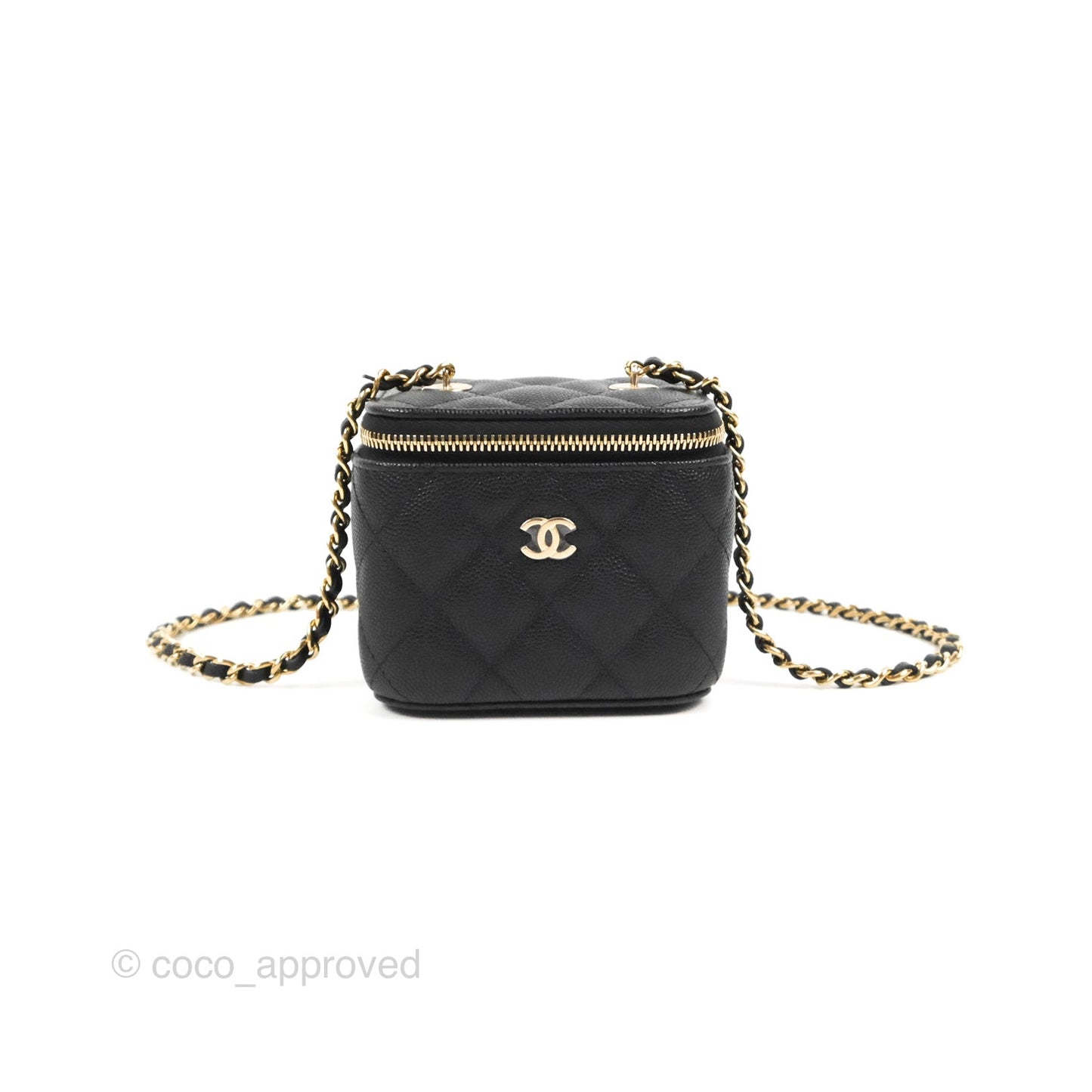 Chanel Mini Vanity With Chain Black Caviar Gold Hardware