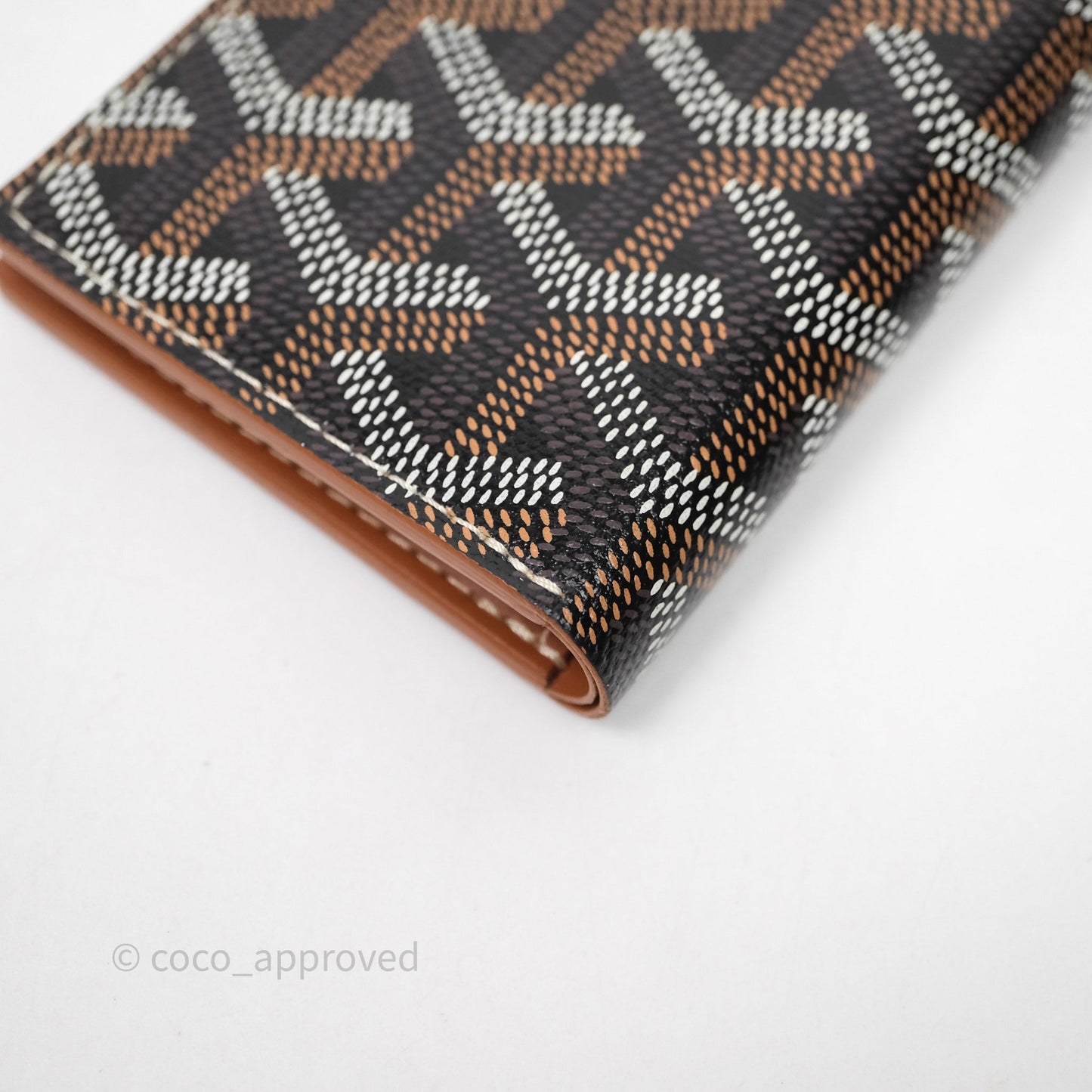 Goyard Saint Pierre Card Wallet Black/ Tan Goyardine