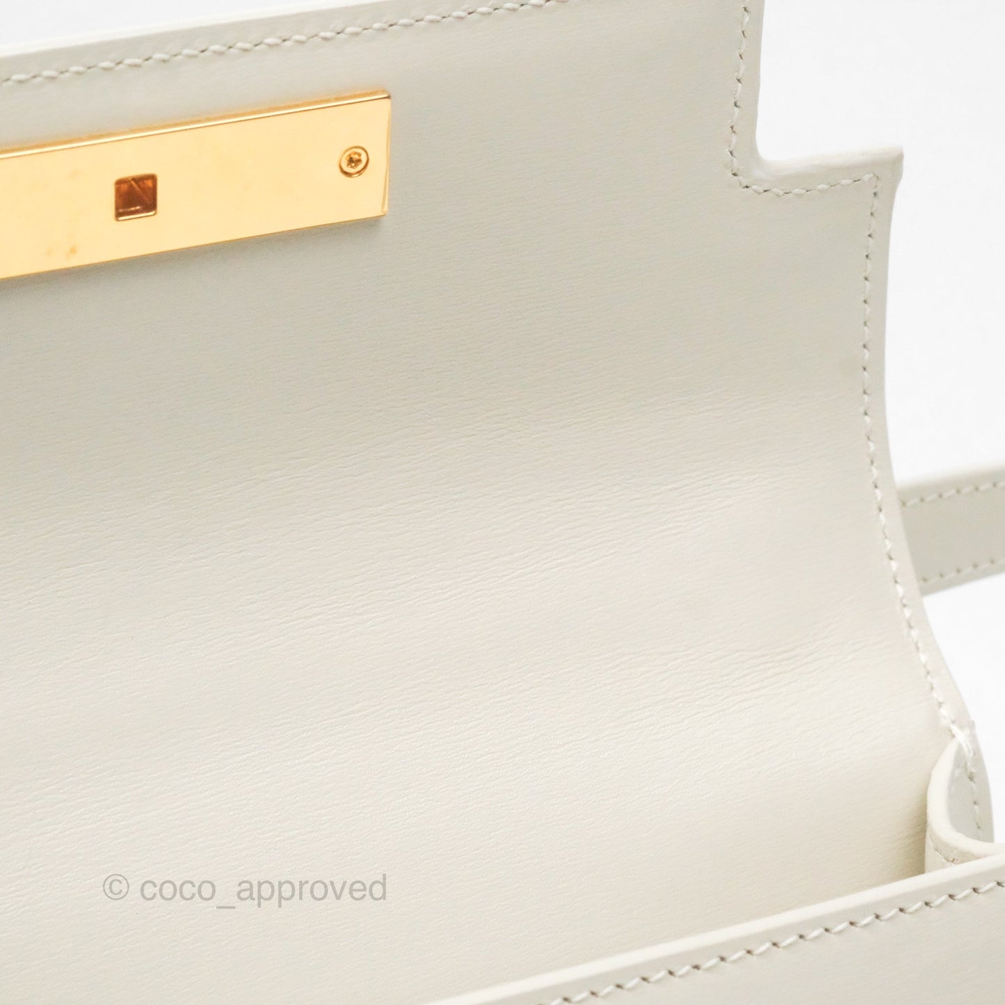 Saint Laurent Mini Manhattan Box Calfskin Blanc Vintage Gold Hardware