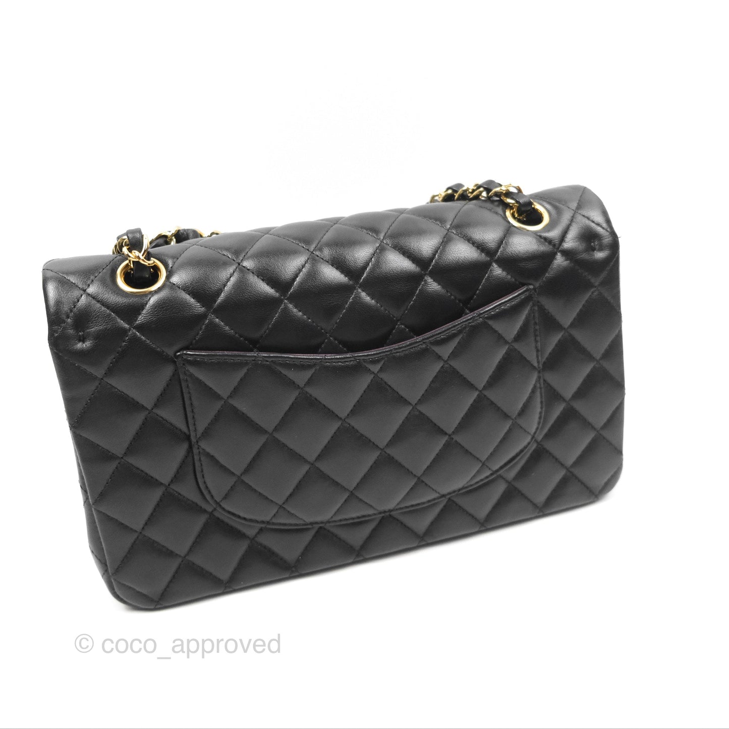 Chanel Classic M/L Medium Flap Quilted Black Lambskin Gold Hardware