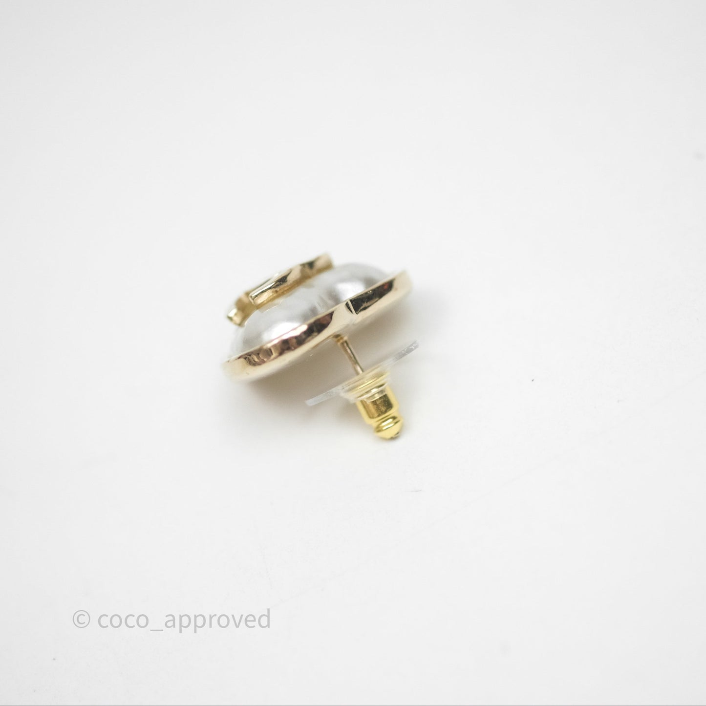 Chanel Pearl CC Heart Earrings Gold Tone 22C