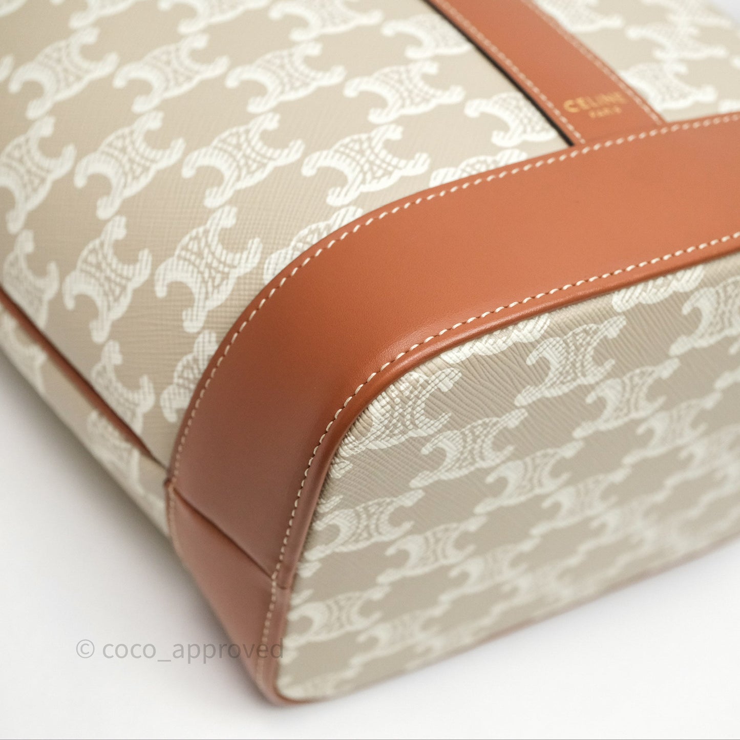 Celine Small Bucket Triomphe Canvas Grege Calfskin