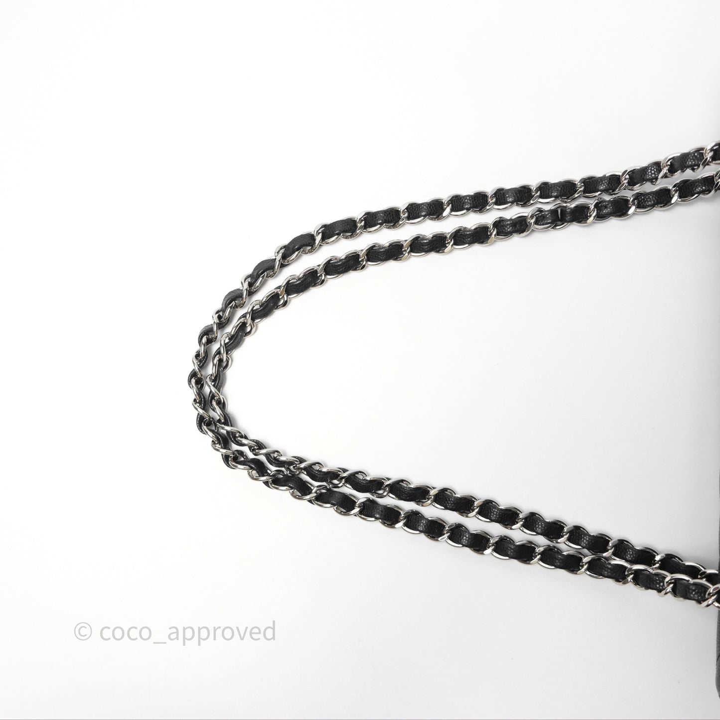Chanel Classic M/L Medium Flap Chevron Black Caviar Silver Hardware