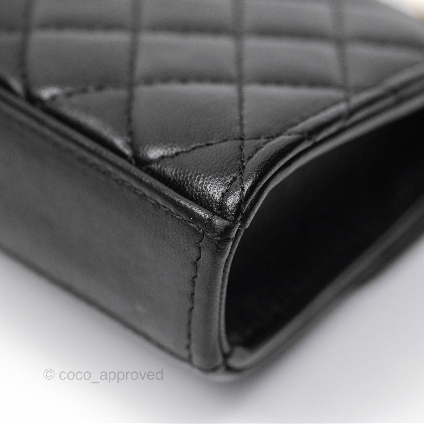 Chanel Mini Enamel Handle Clutch on Chain Black Lambskin Gold Hardware 22B