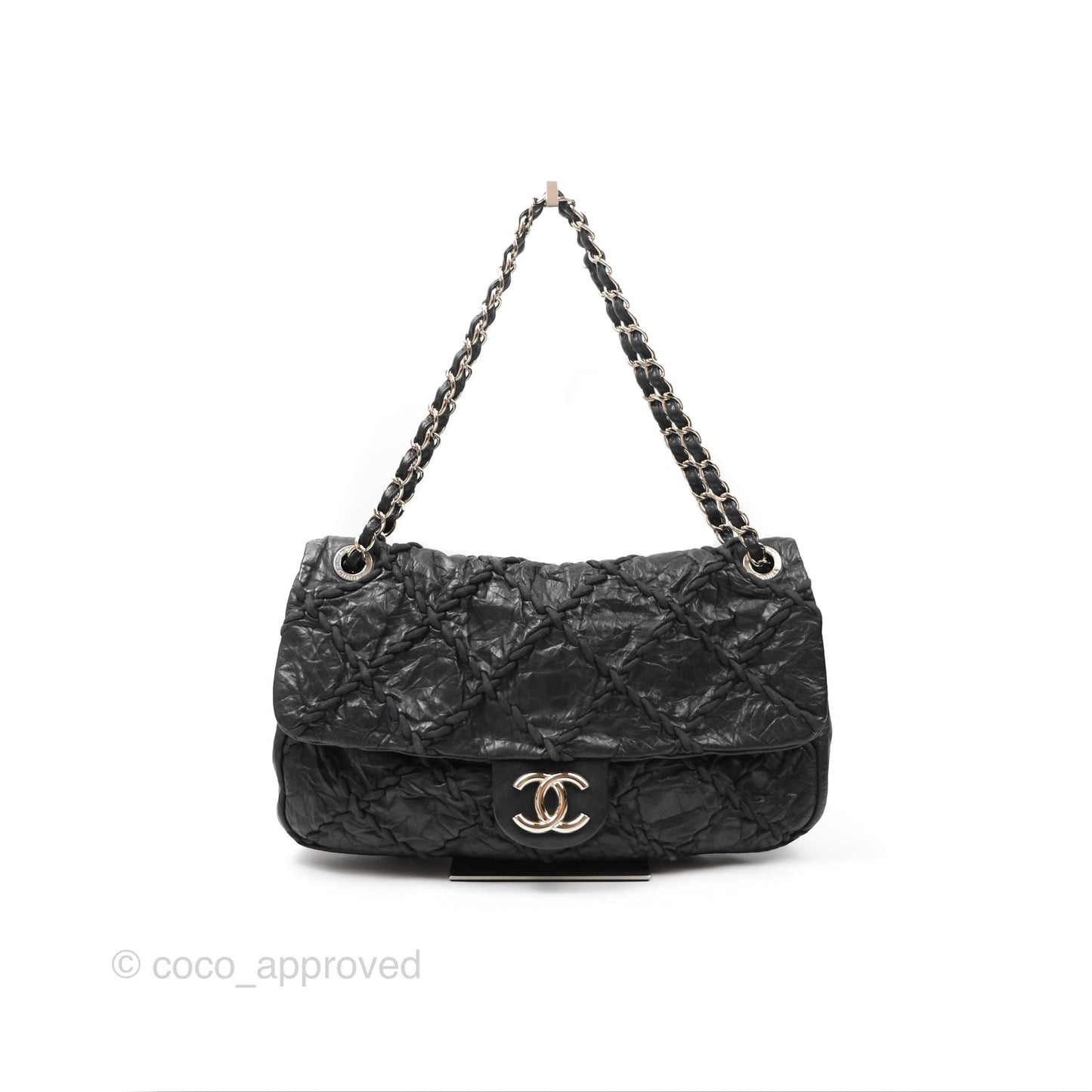 Chanel Large Flap Bag Dark Navy Silver Hardware