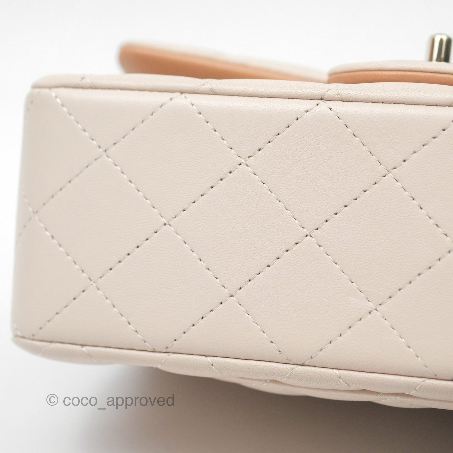 Chanel Top Handle Mini Rectangular Flap Bag Ecru/Beige Lambskin Gold Hardware 23P