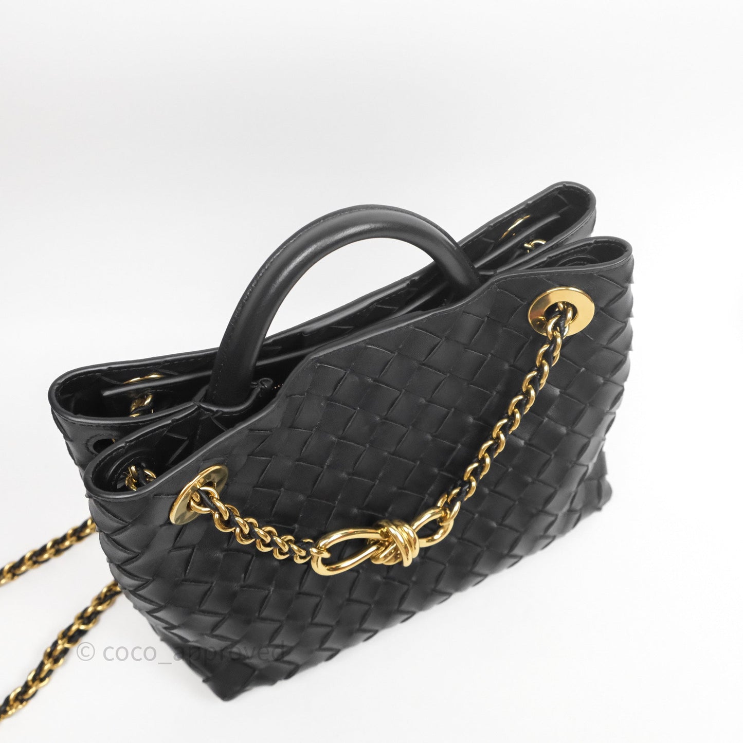 Bottega Veneta Small Andiamo Bag Black Intrecciato Lambskin