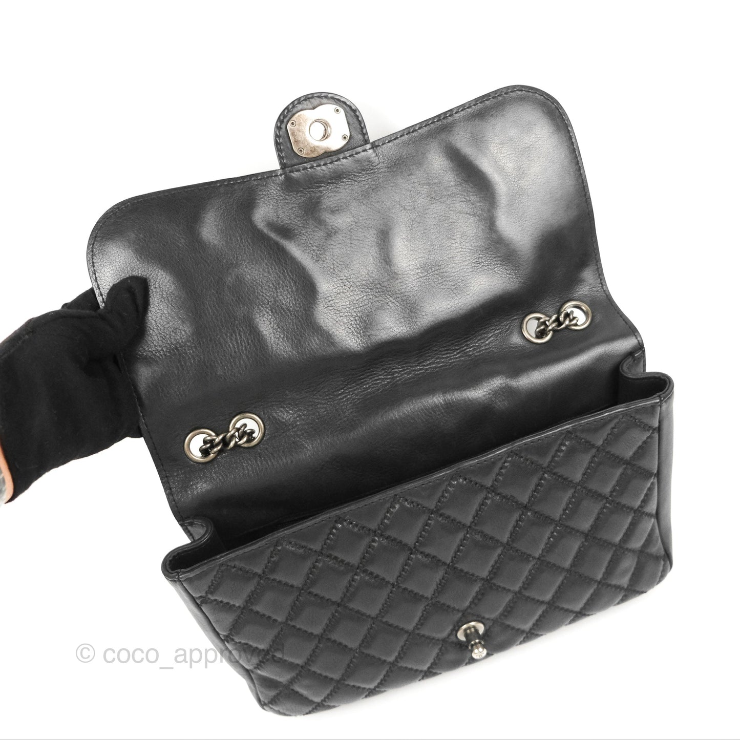 Chanel Flap Bag Quilted Black Soft Calfskin Ruthenium Hardware