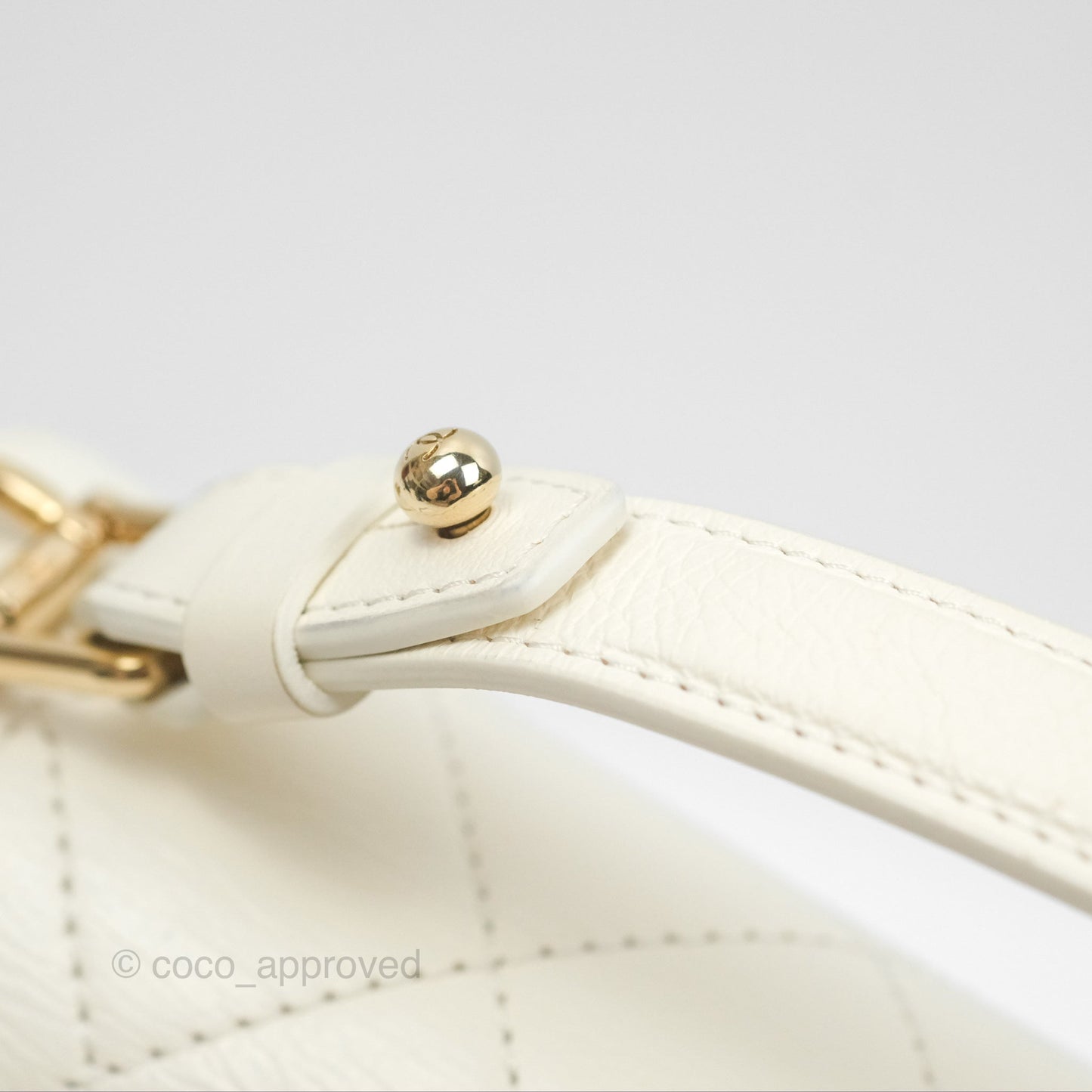 Chanel Quilted Label Click Flap Bag White Grained Calfskin Gold Hardware