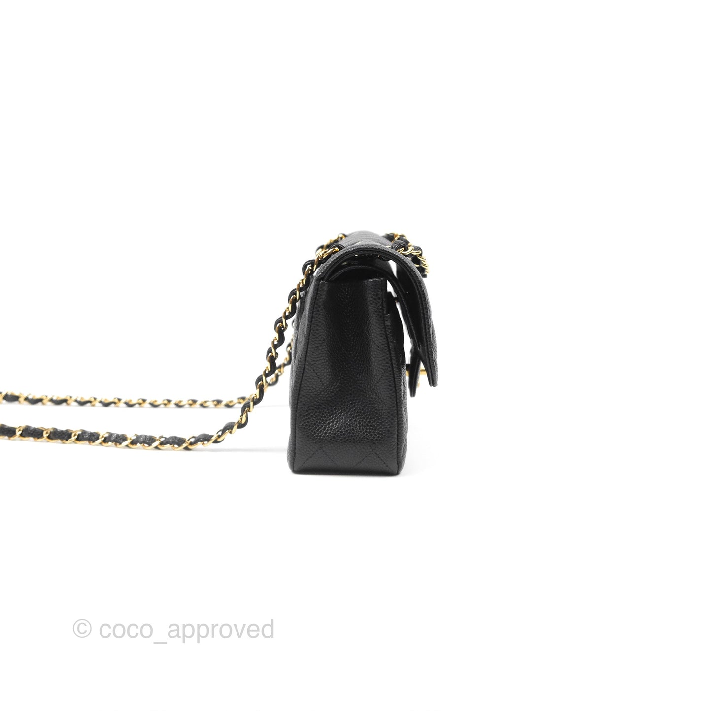 Chanel Small S/M Classic Flap Quilted Black Caviar Gold Hardware