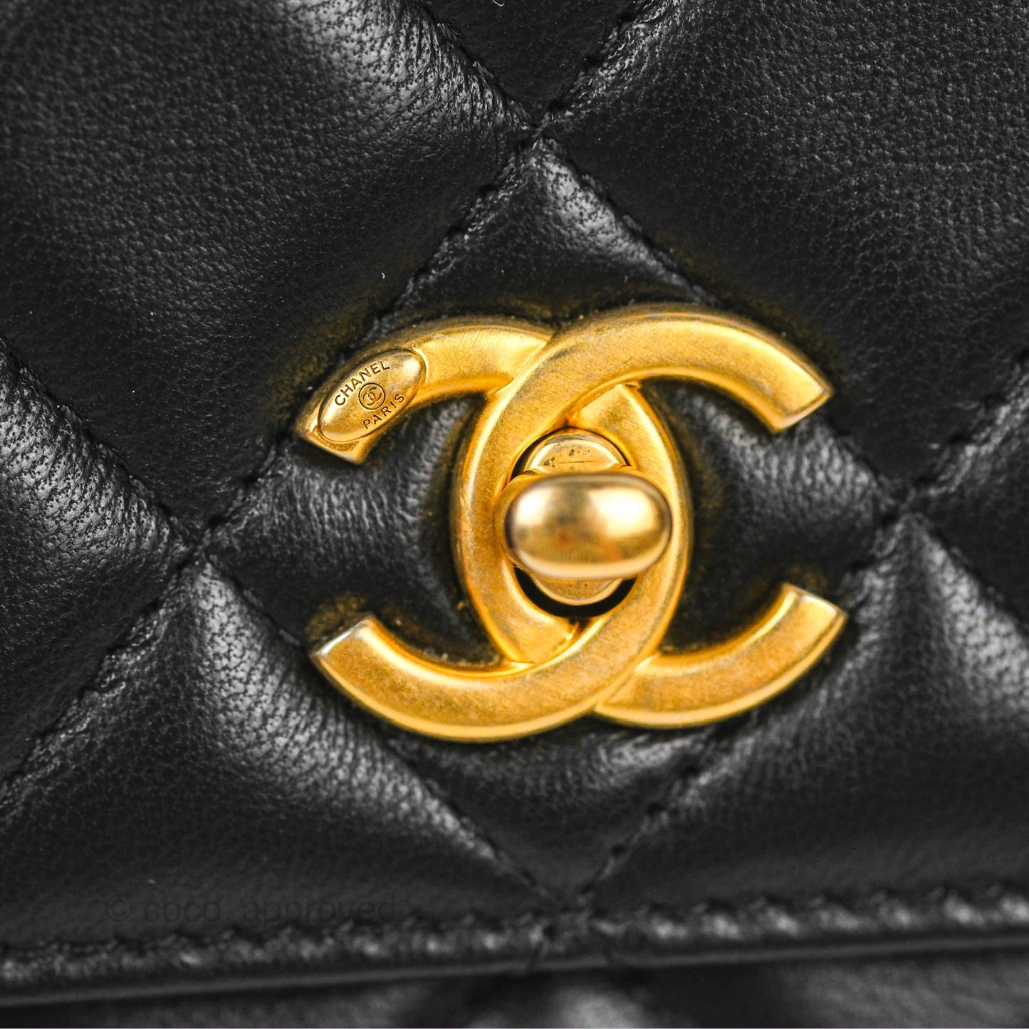Chanel Quilted Pearl Crush Wallet on Chain WOC Black Lambskin Aged Gold Hardware