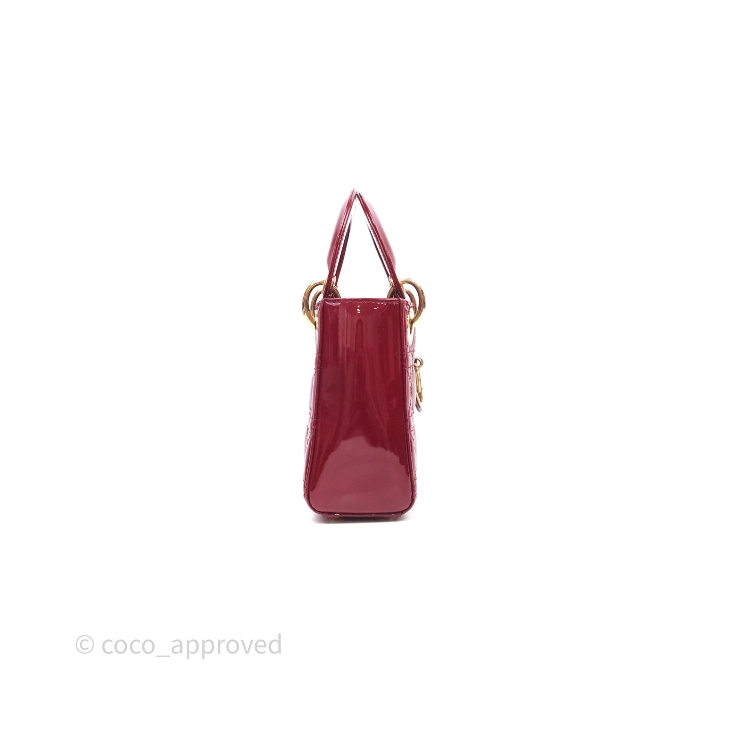 Christian Dior Mini Lady Dior Red Patent Cannage Gold Hardware