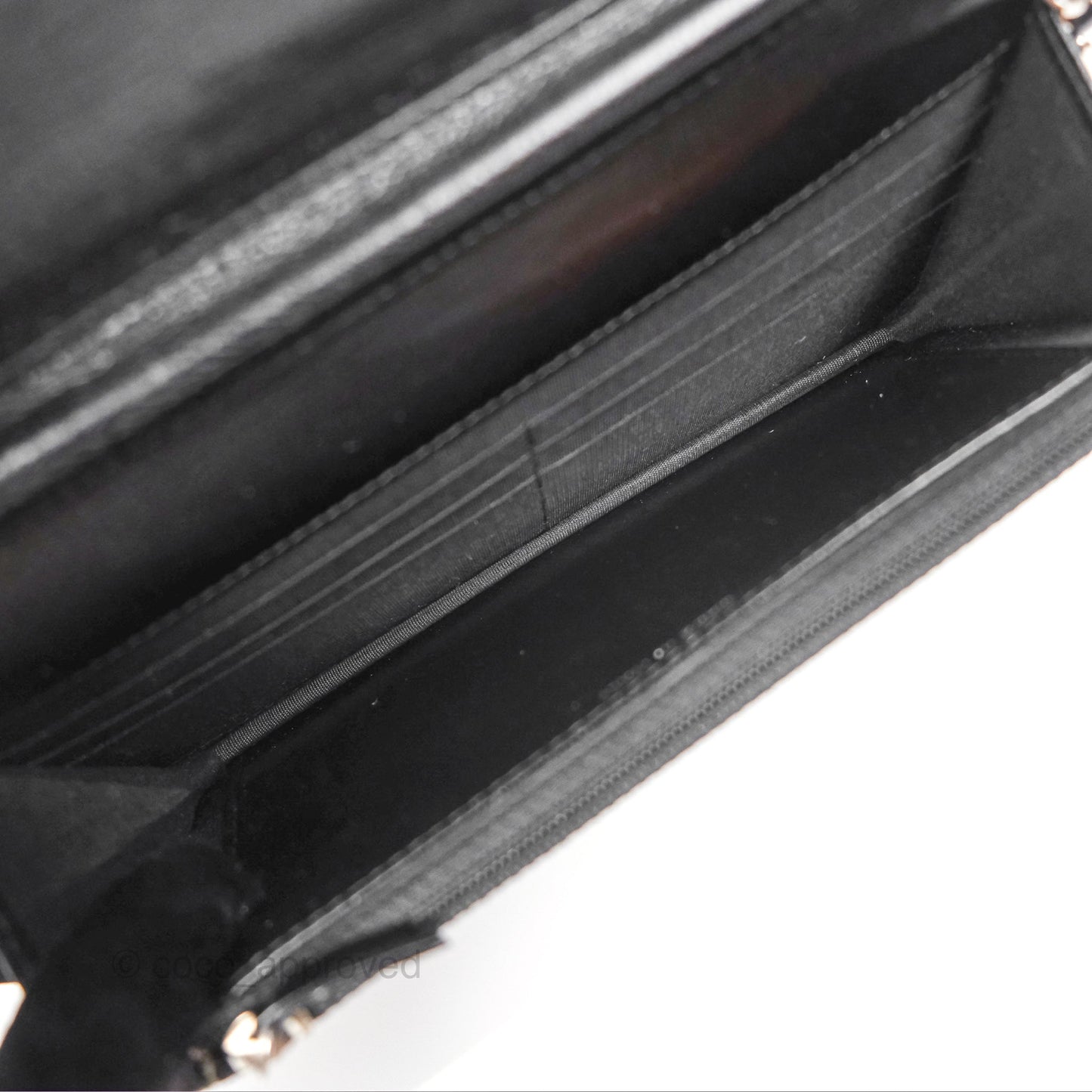 Chanel Diamond CC Wallet On Chain WOC Black Goatskin Silver Hardware