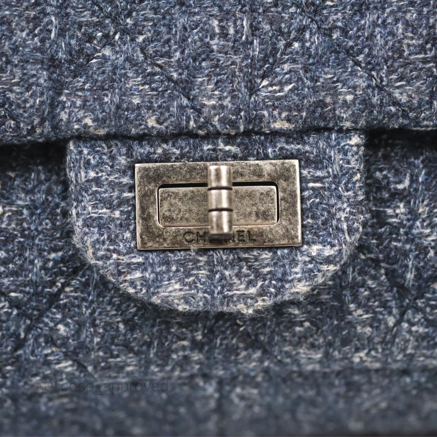 Chanel Reissue 226 Quilted Navy Tweed Ruthenium Hardware