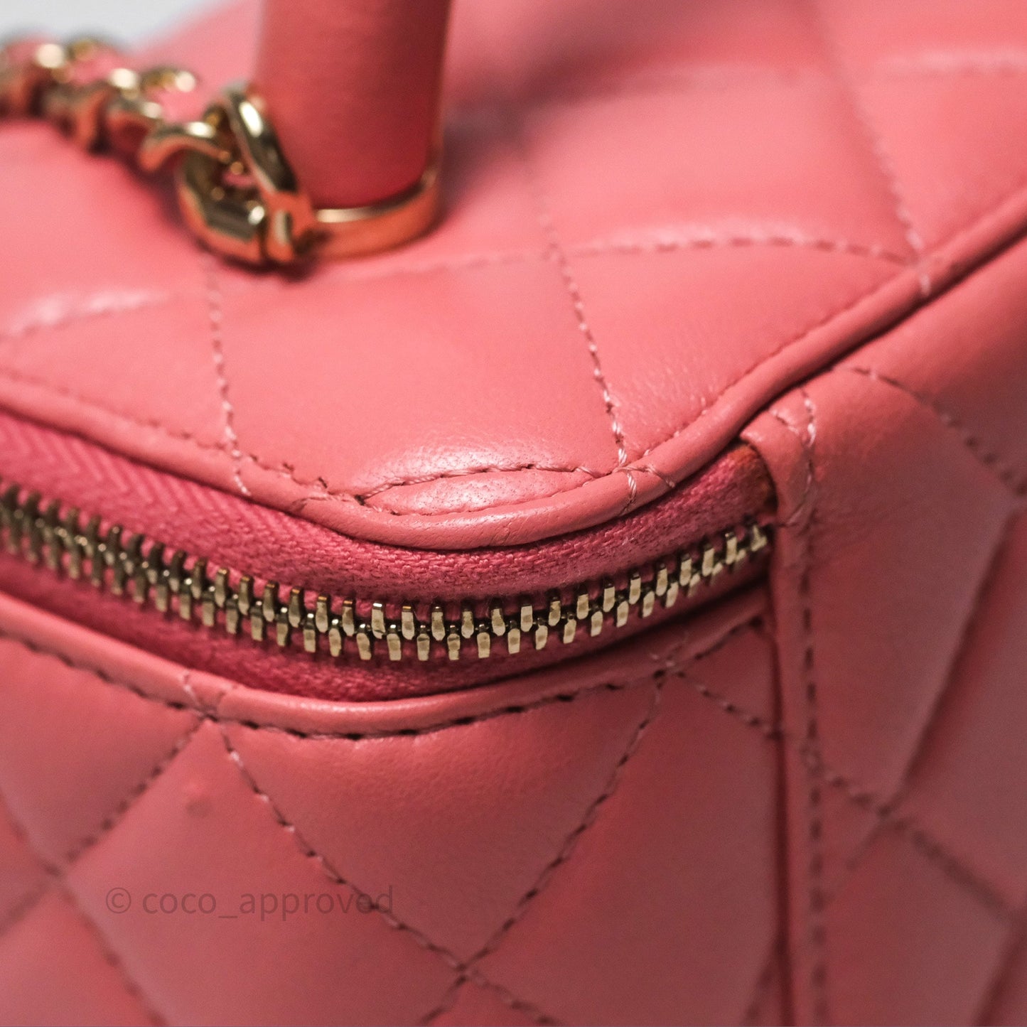 Chanel Vanity Rectangular Top Handle Pink Lambskin Gold Hardware