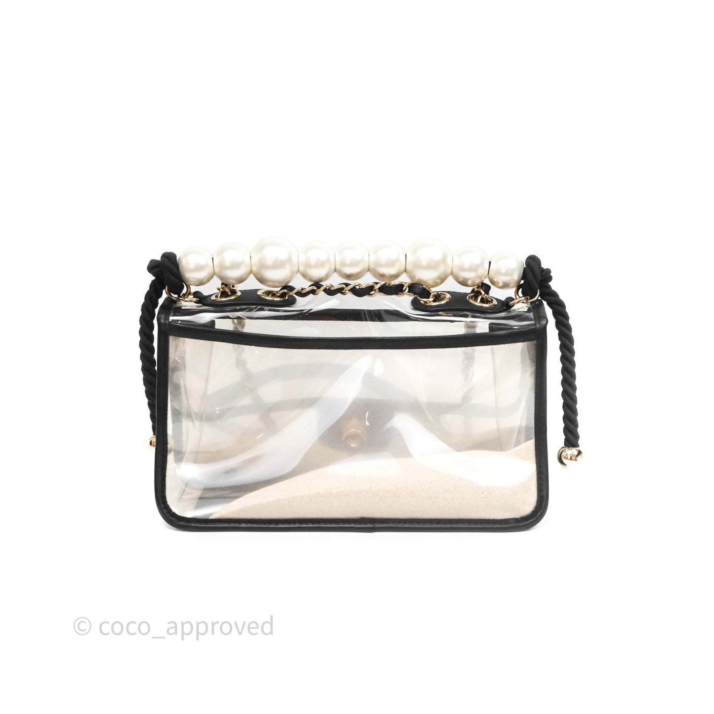 Chanel Medium Sand By The Sea PVC Flap Black Lambskin Gold Hardware