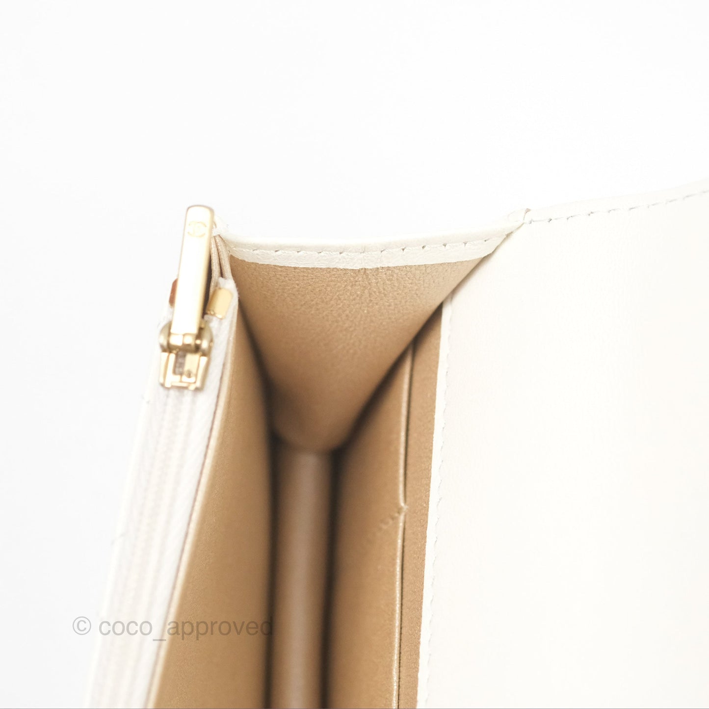 Chanel Dynasty Phone Holder with Chain White Ivory Lambskin Aged Gold Hardware