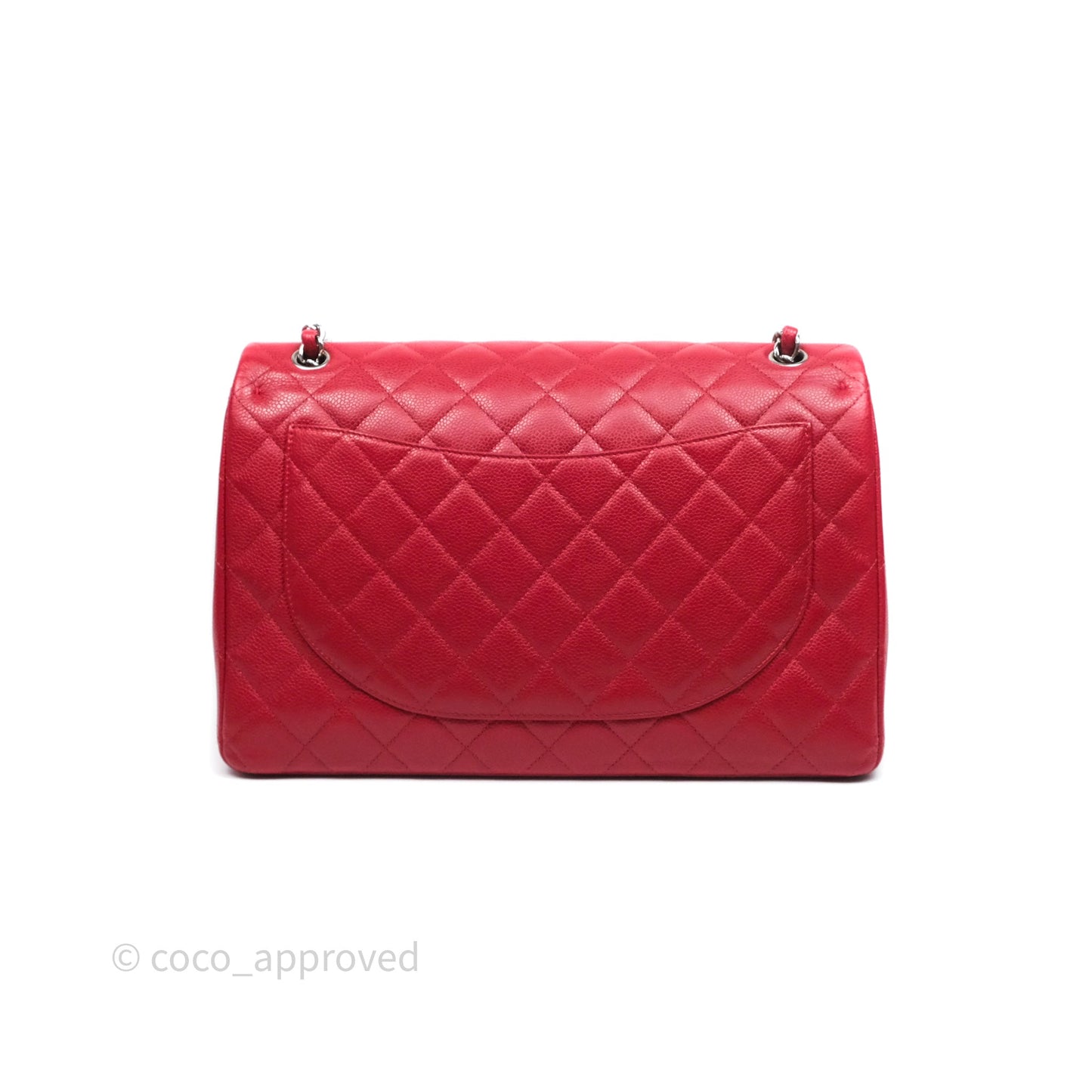 Chanel Quilted Maxi Double Flap Red Caviar Silver Hardware⁣⁣