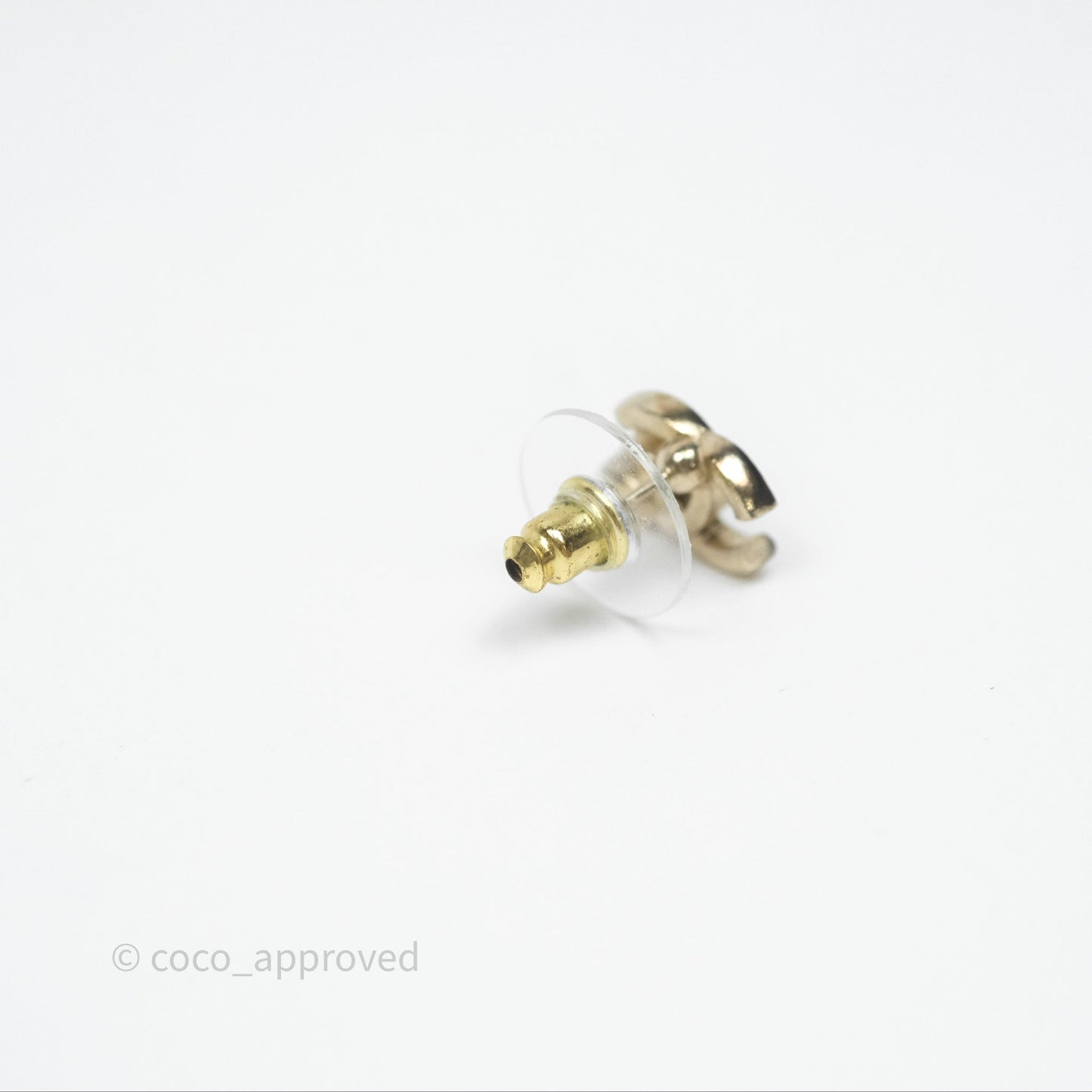 Chanel Mini CC Pearl Flower Earrings Gold Tone 23K