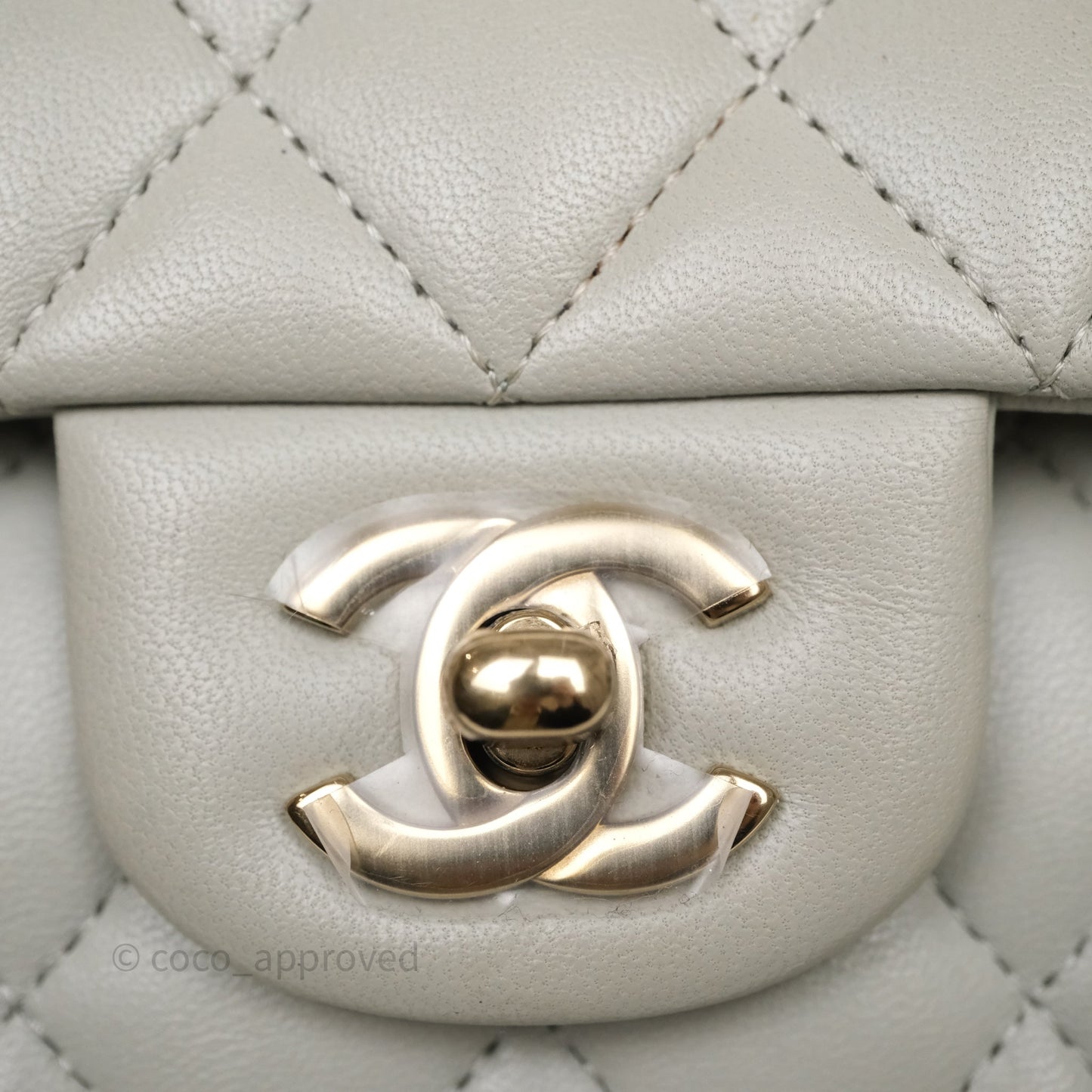 Chanel Small Classic Flap Quilted Grey Lambskin Gold Hardware