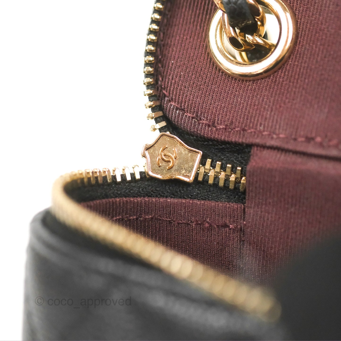 Chanel Classic Mini Vanity With Chain Black Caviar Gold Hardware