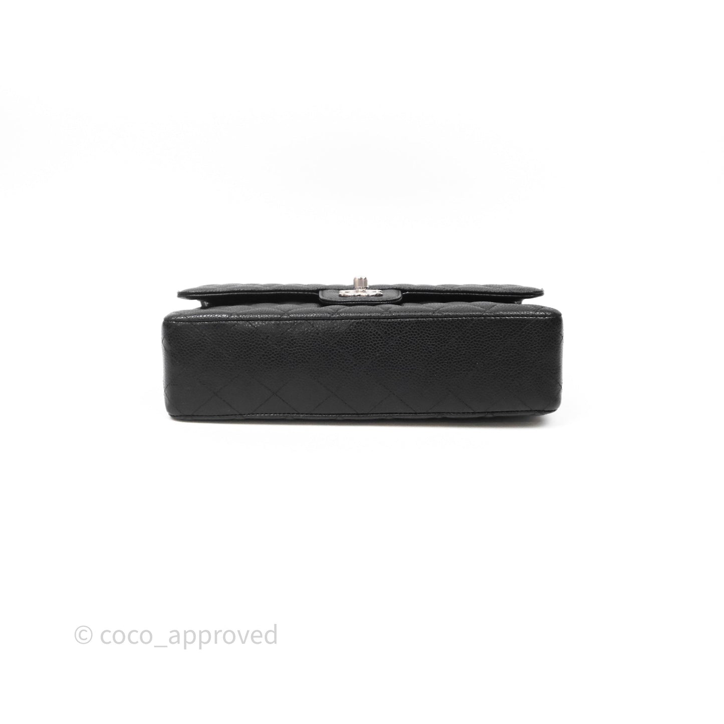 Chanel Classic M/L Medium Flap Quilted Black Caviar Silver Hardware