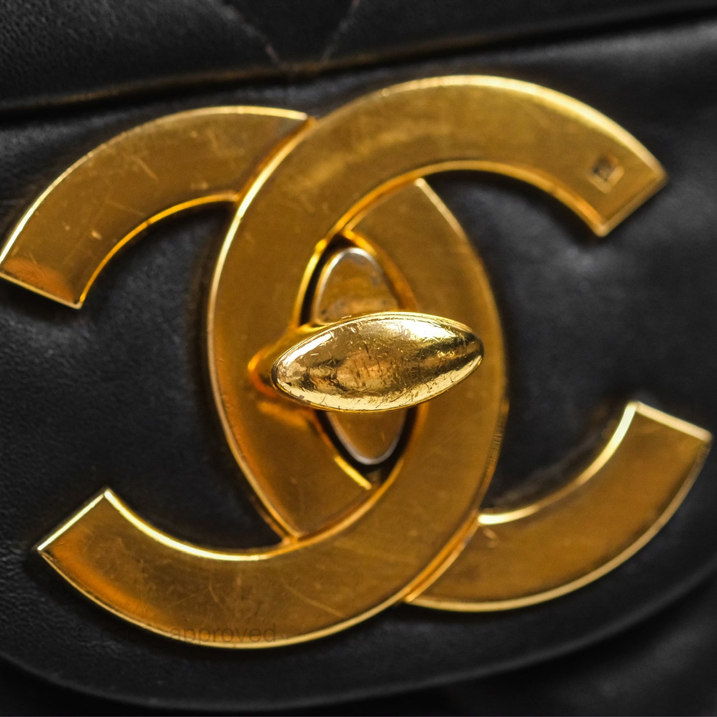 Chanel Vintage Maxi Single Flap Black Lambskin 24K Gold Hardware
