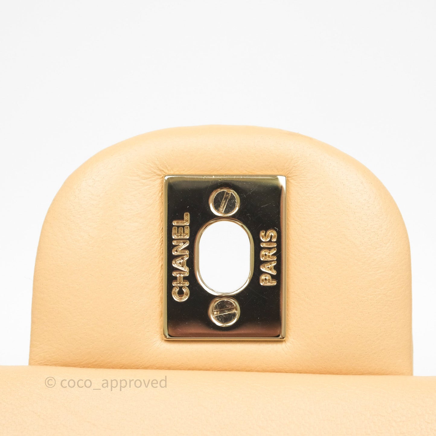 Chanel Mini Rectangular Quilted Beige Lambskin Gold Hardware