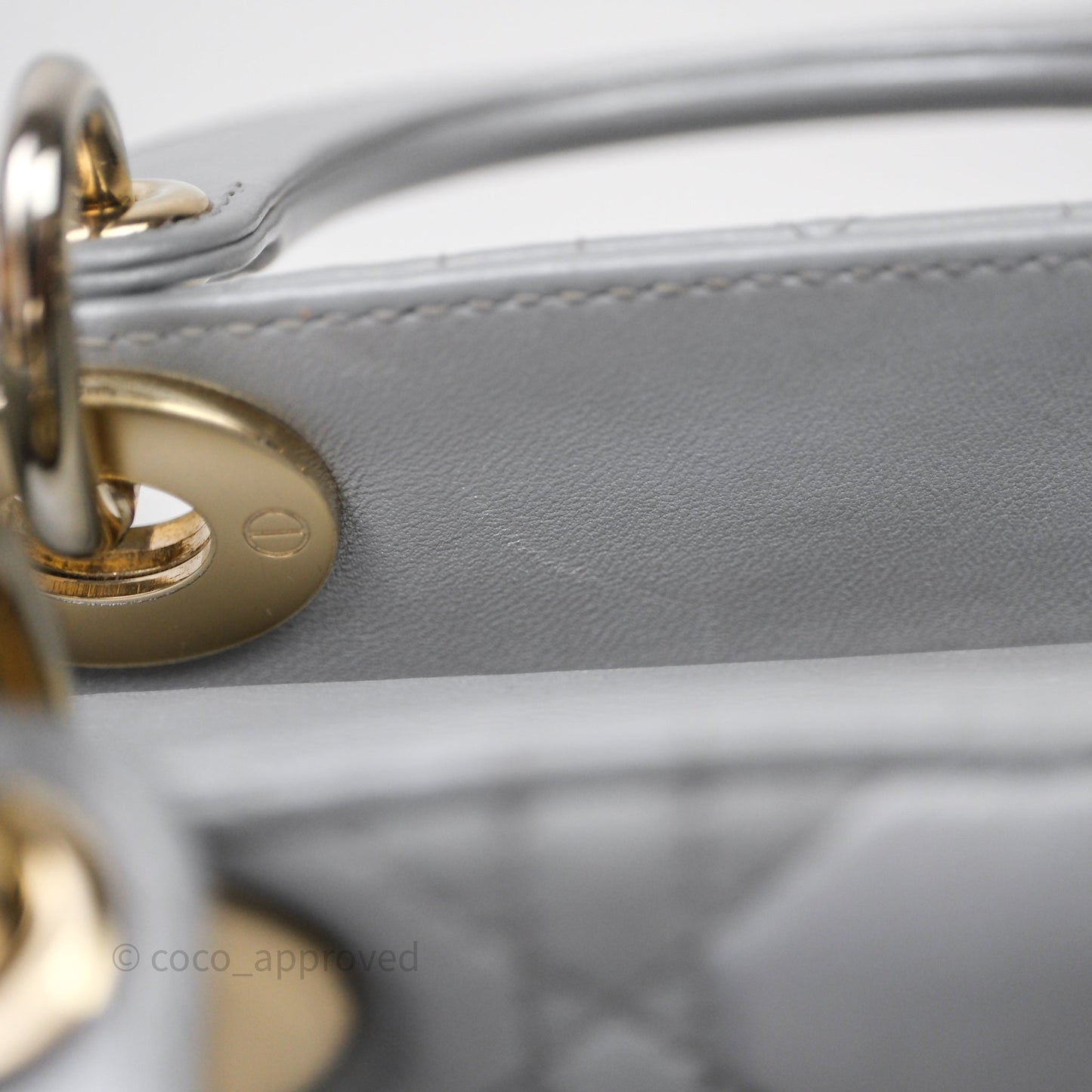 Christian Dior Mini Lady Dior Iridescent Grey Lambskin Cannage Gold Hardware