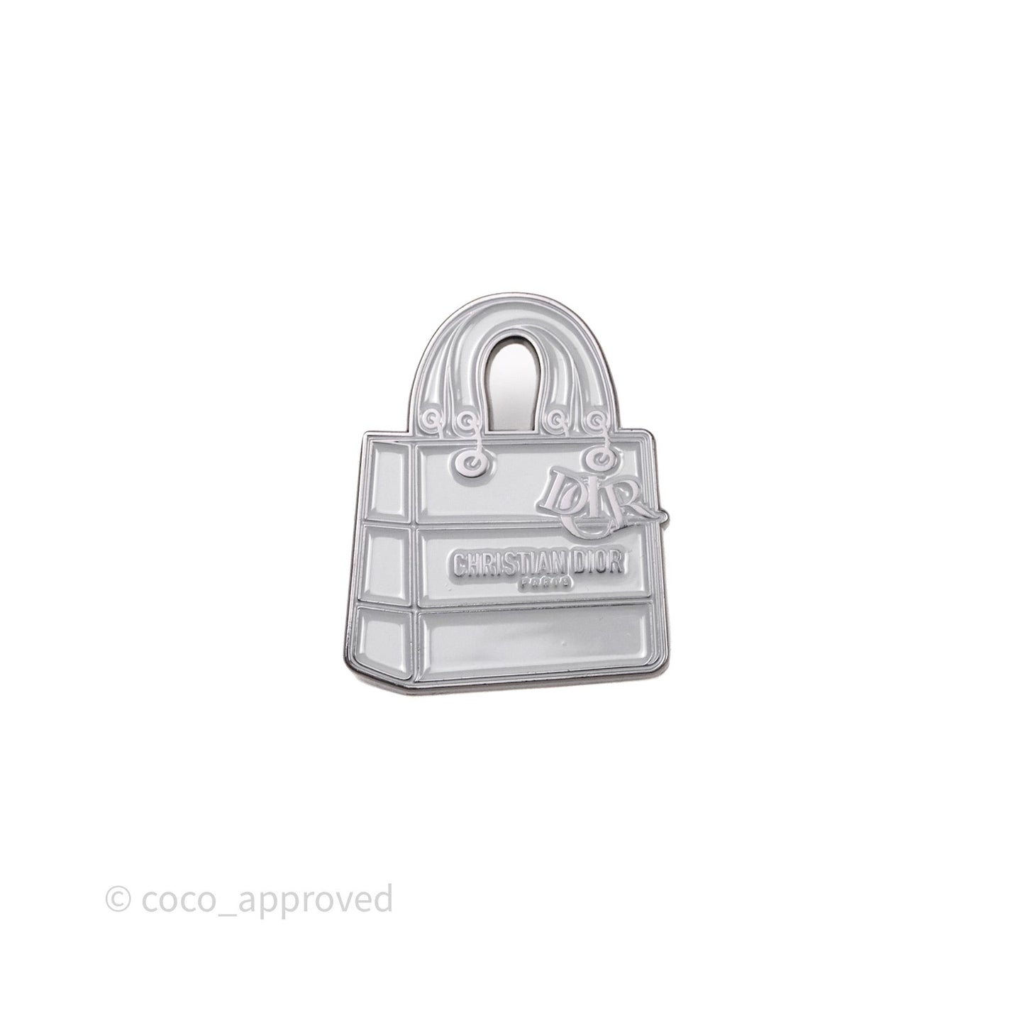 Dior D-lite Pin Brooch Light Grey Silver Tone